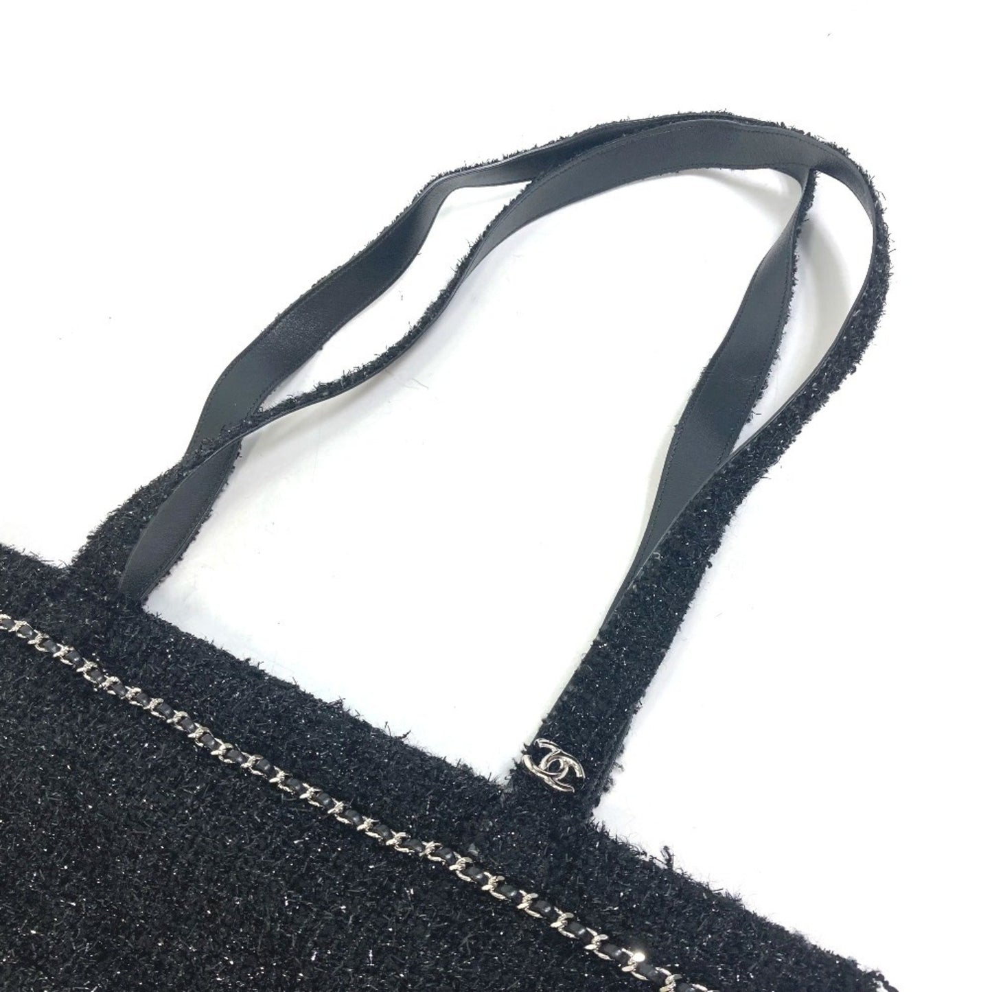 Chanel A94646 Cc Coco Mark Rhinestone Pearl Robot Large Chain Shopping Bag Shoulder Tote Tweed