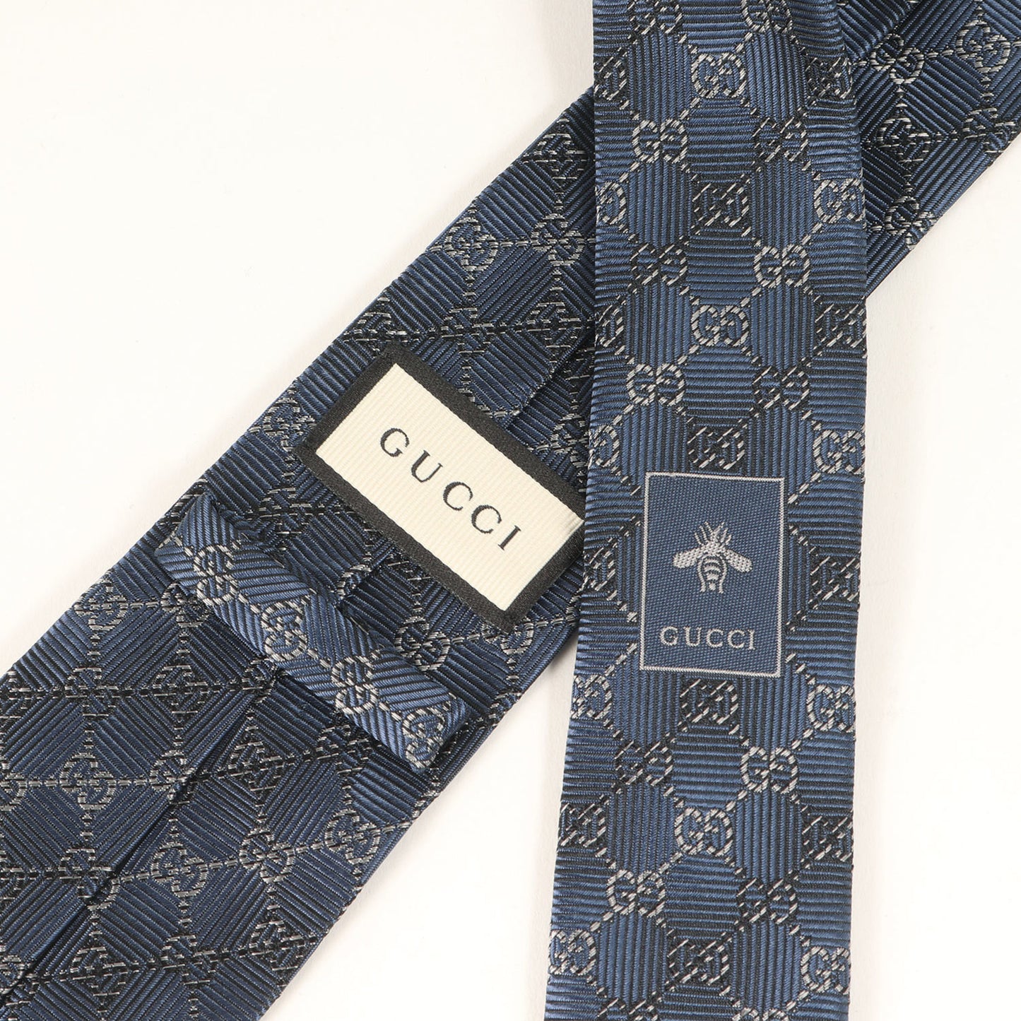 Gucci Gg Monogram Regimental Silk Tie In Navy Blue For Men