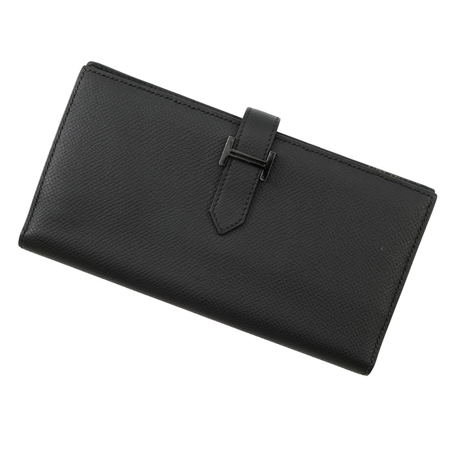 Hermes Herms Bearn Soufflet Long Wallet In Black