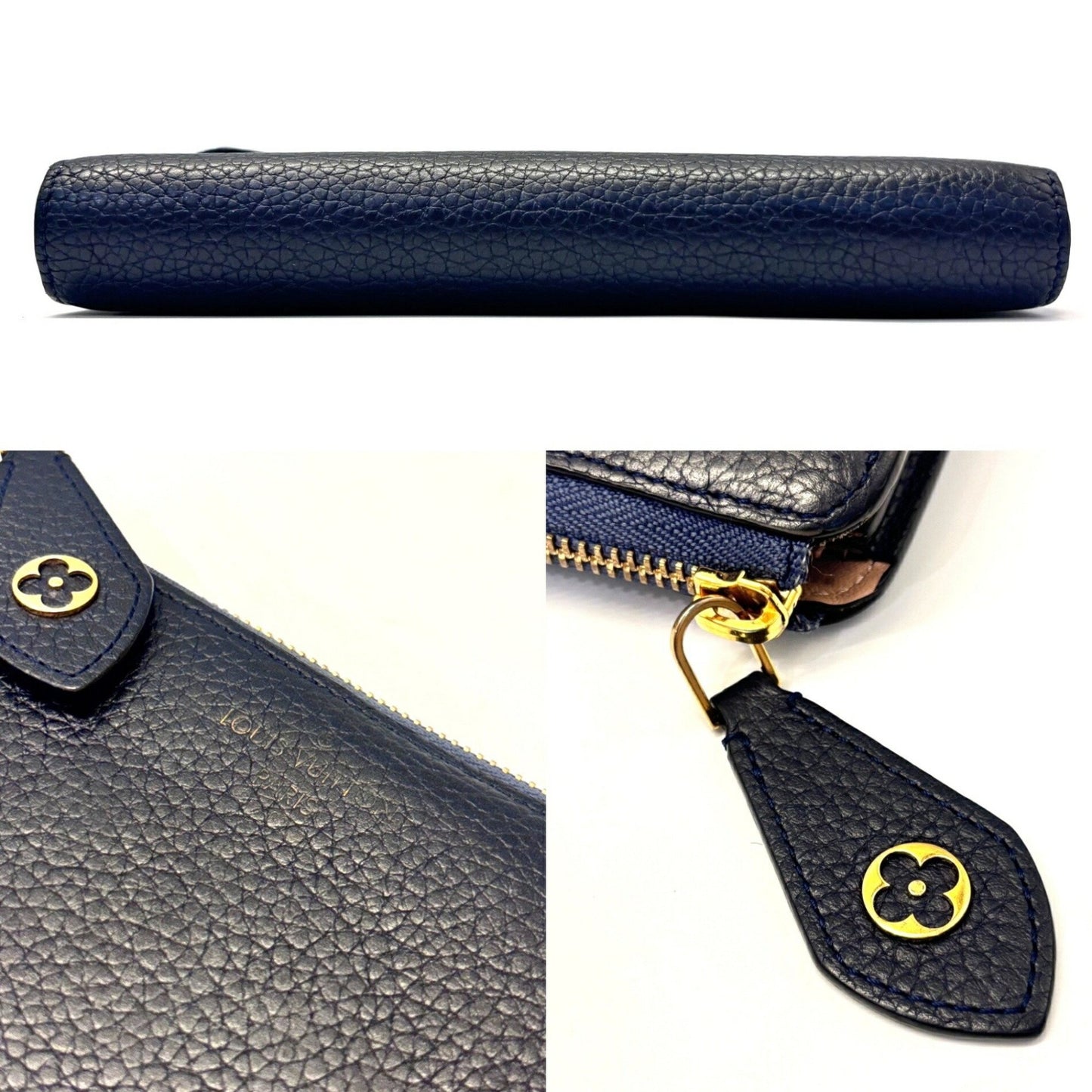 Louis Vuitton Portefeuille Comete Blue Marine L-Shaped Long Wallet Leather Navy Louis Vuitton