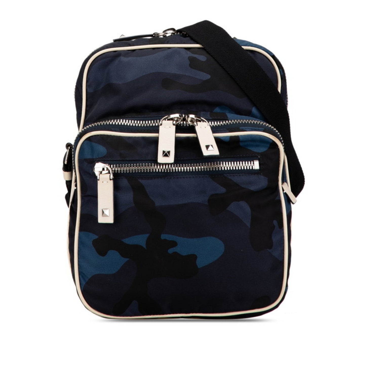 Valentino Camouflage Studded Shoulder Bag Navy Black Nylon