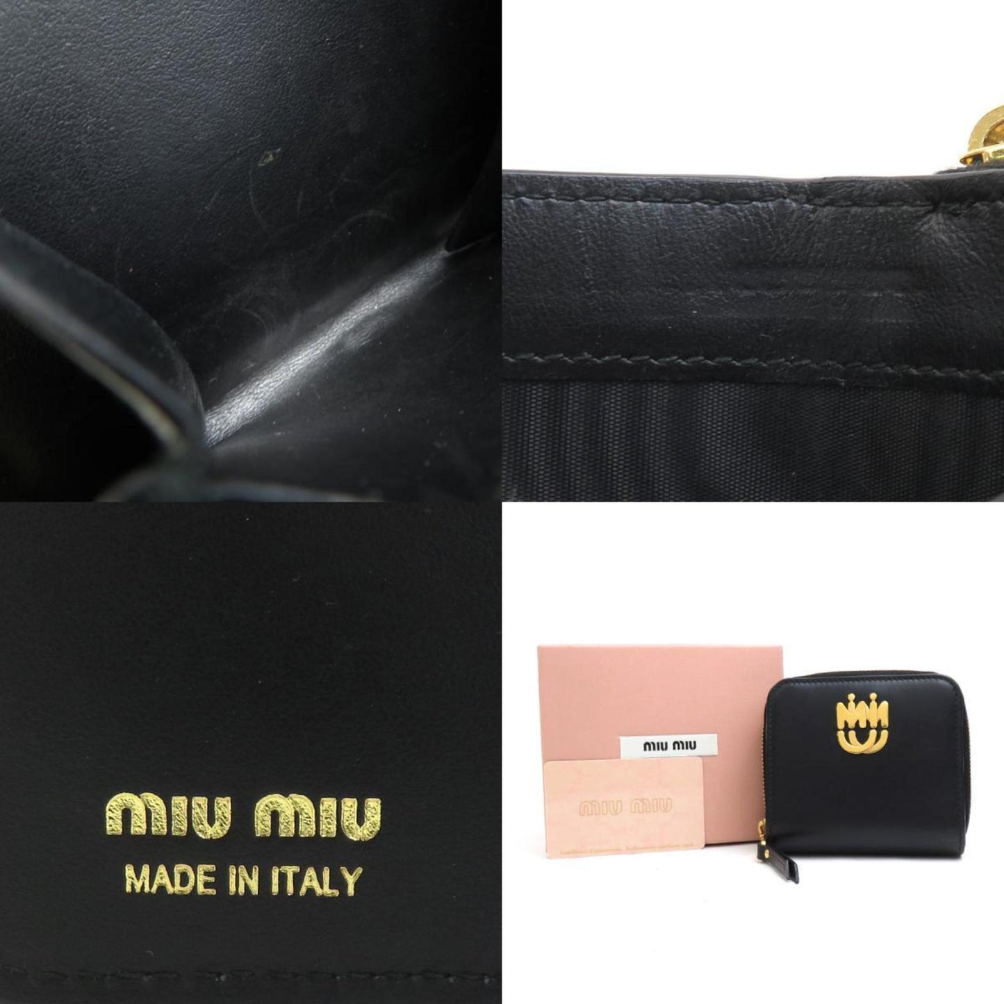 Miu Miumiu Bi-Fold Wallet Leather Black