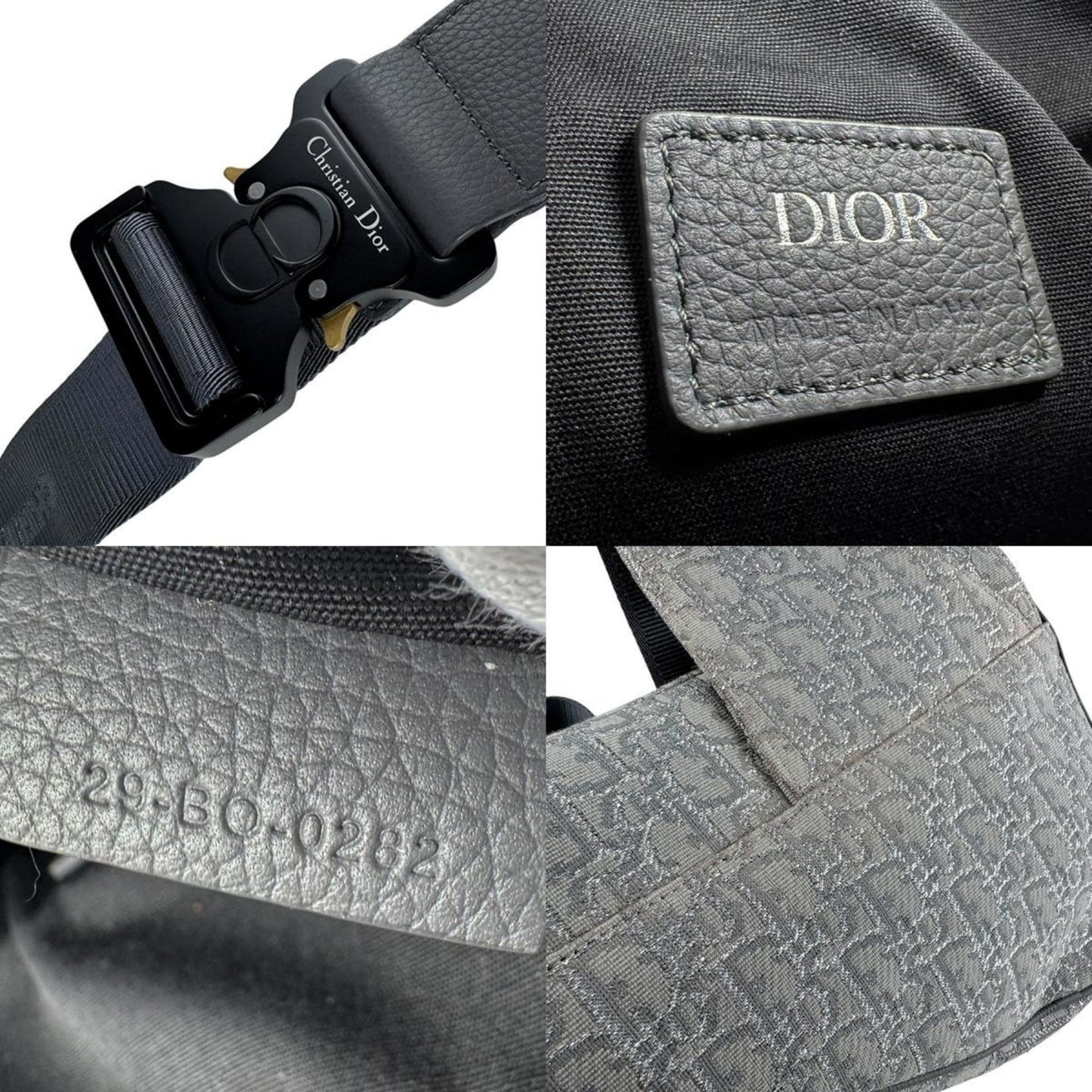 Christian Dior Shoulder Bag Saddle Canvas Gray