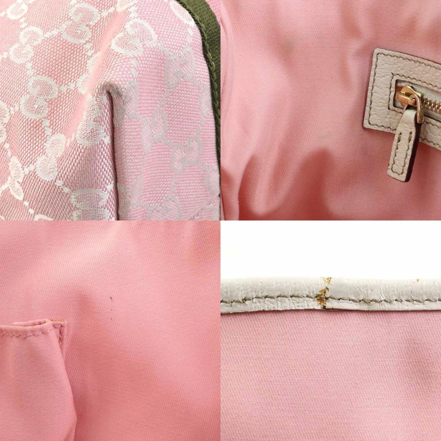 Gucci Shoulder Bag Tote Gg Canvas Leather Pink Off-White Khaki Gold