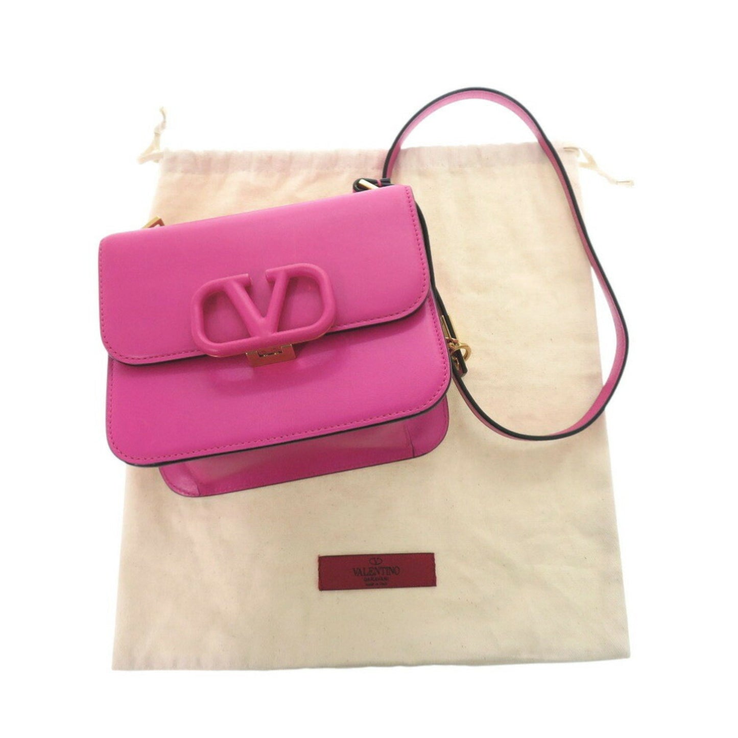 Valentino Garavani V-Sling Leather Pink Shoulder Bag 0485Valentino