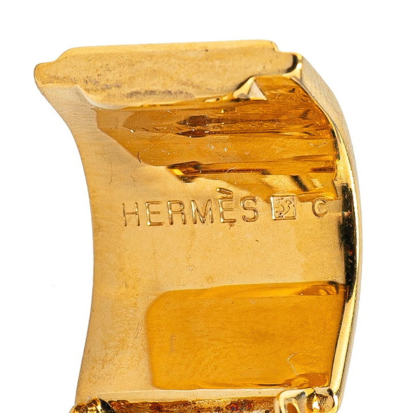 Hermes Enamel Flower Motif Earrings In Gold