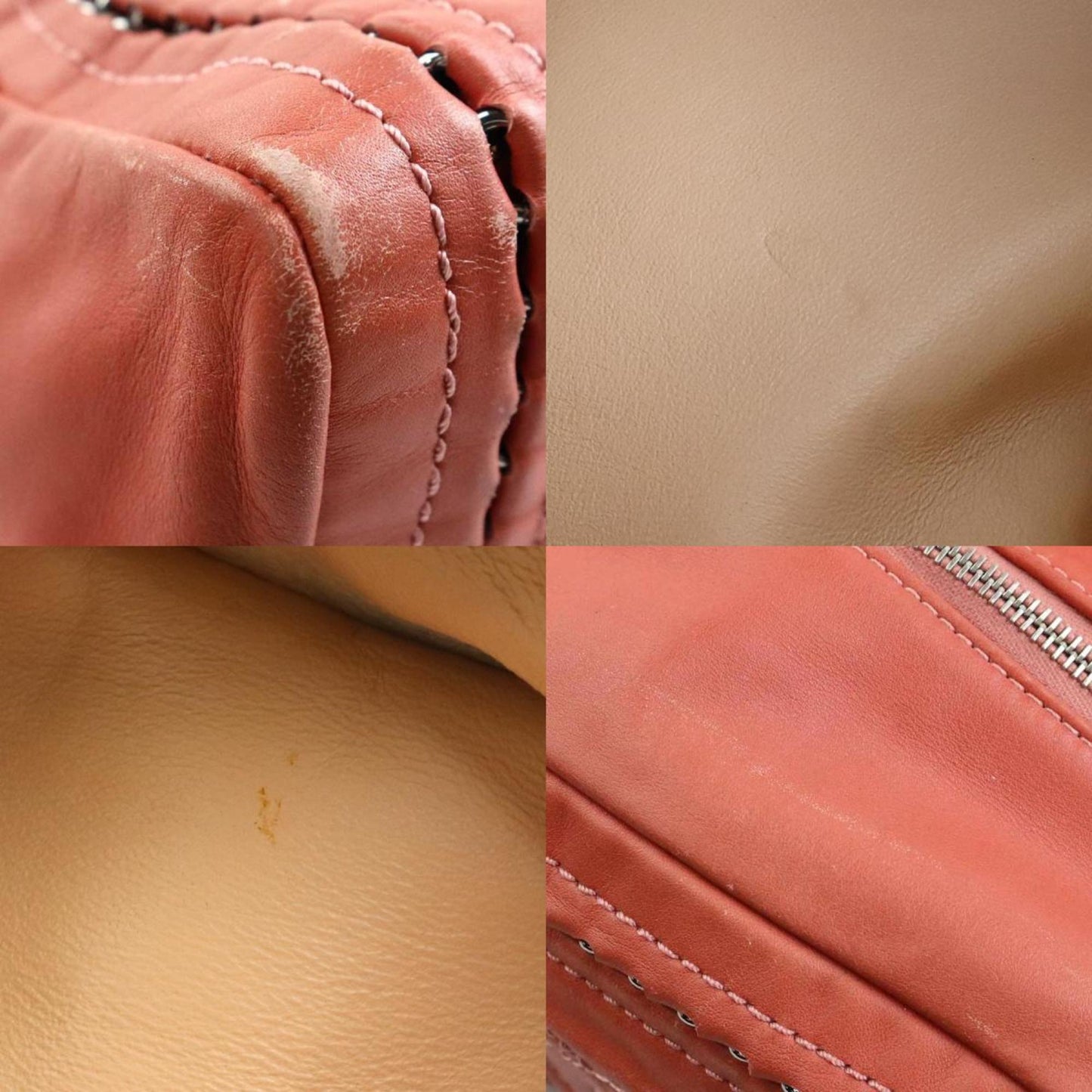 Chanel Handbag Leather Orange Pink