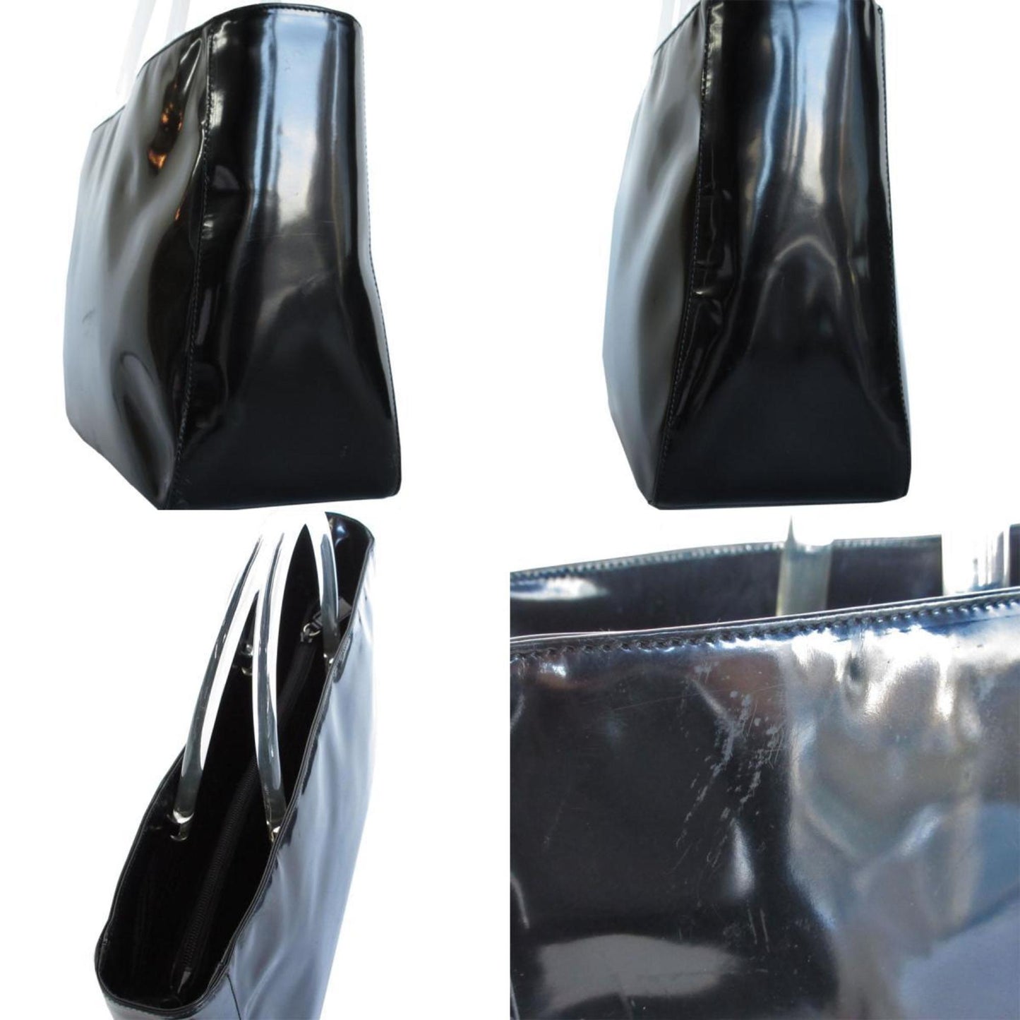 Prada Handbag Leather Plastic Black