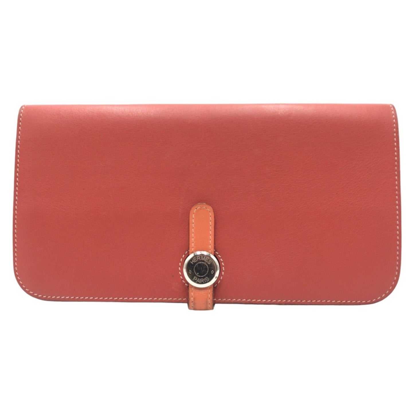 Hermes Hermes Dogon Long Red Sanguine Crevette Leather Wallet O Stamp