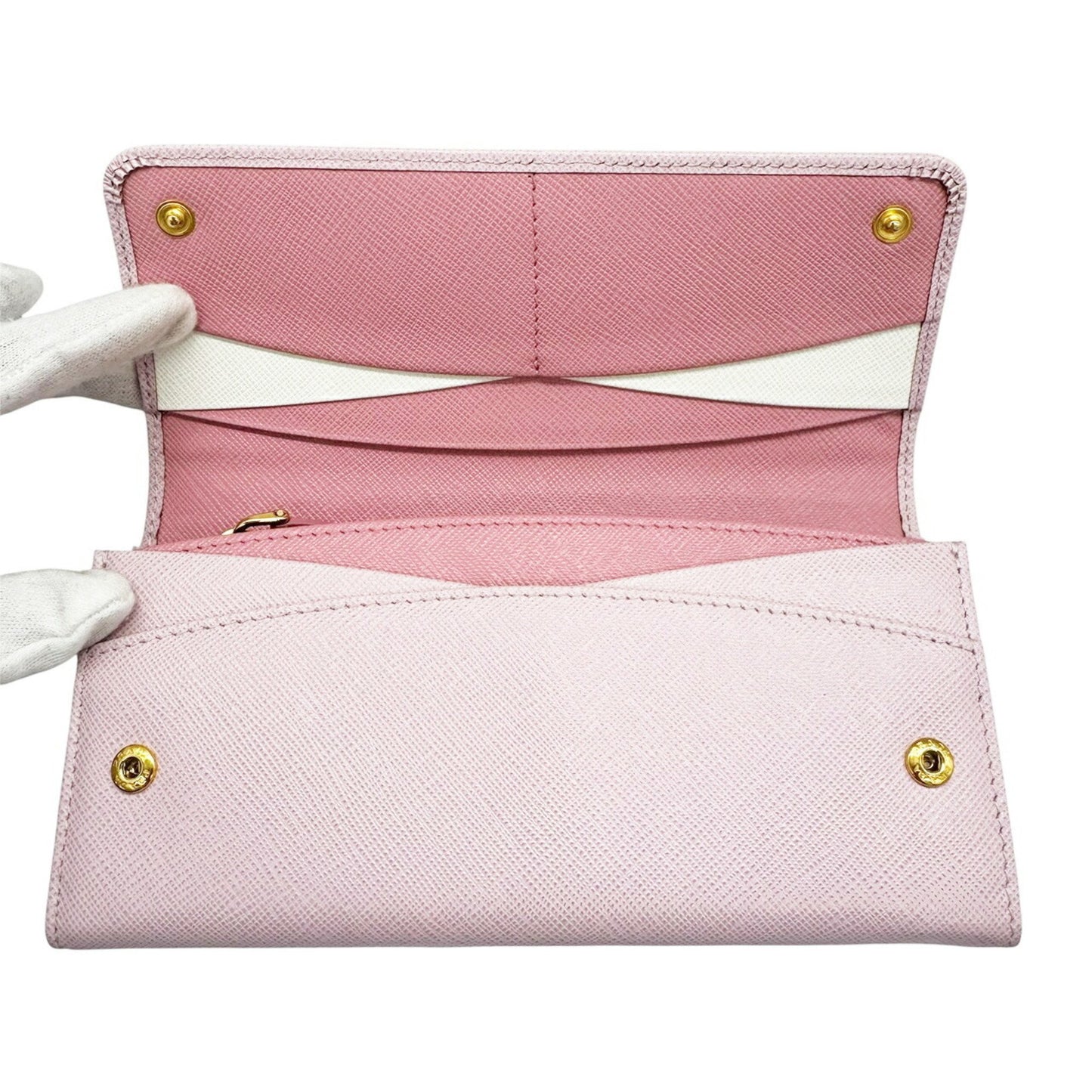 Prada Saffiano Pink Long Wallet For Women