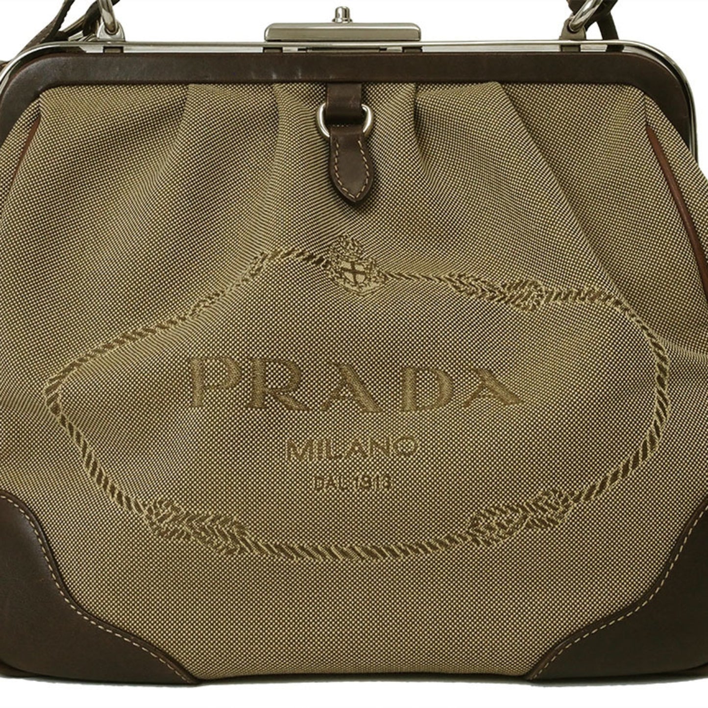 Prada Jacquard Handbag Khaki Br3481