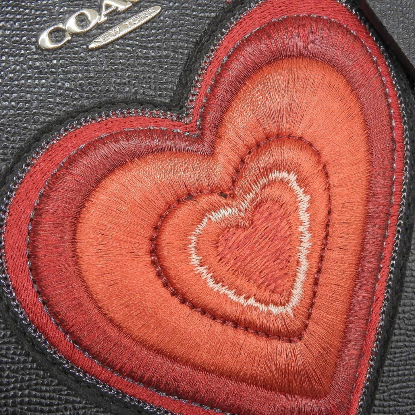 Coach Coach Sierra Satchel Heart Bag Handbag Shoulder Black Red F24609