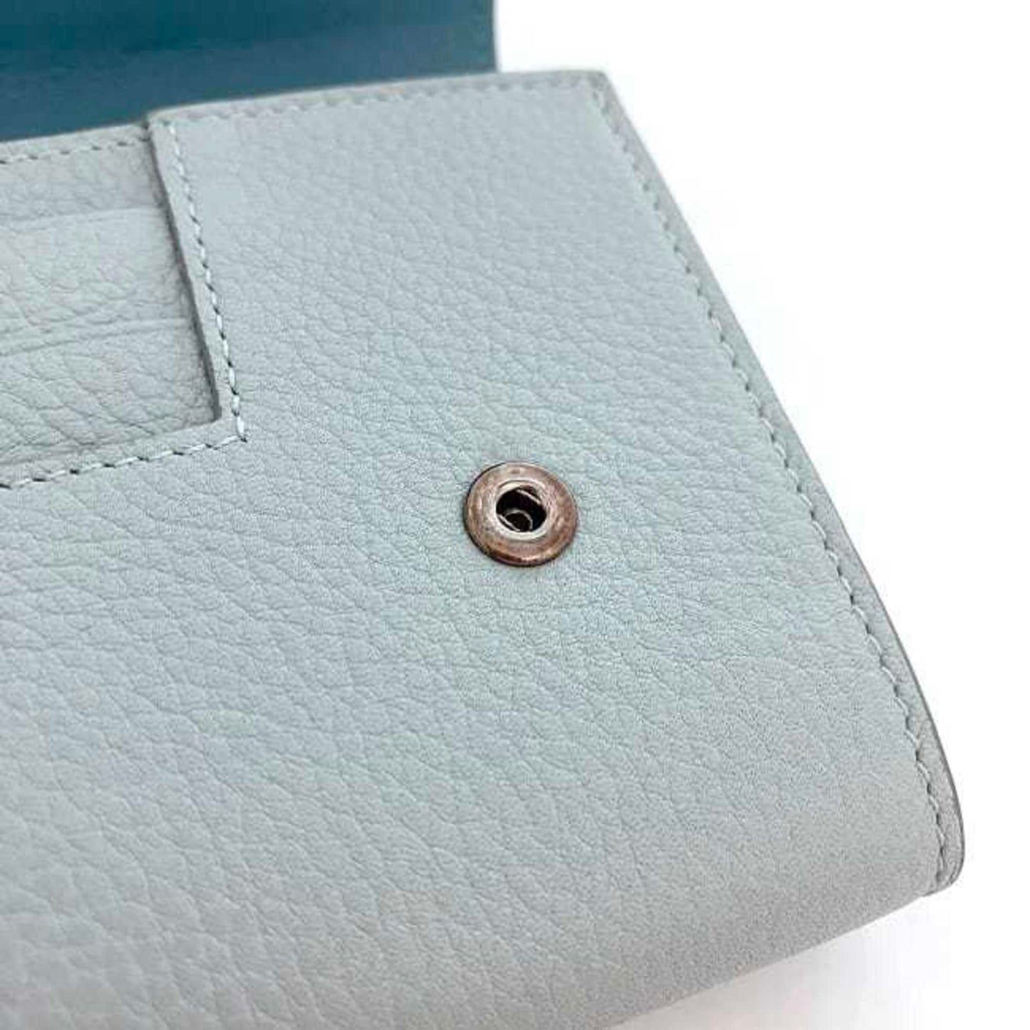 Celine Bifold Long Wallet Large Flap Multi-Function Light Blue 101673Au8 05Fr Leather Grain