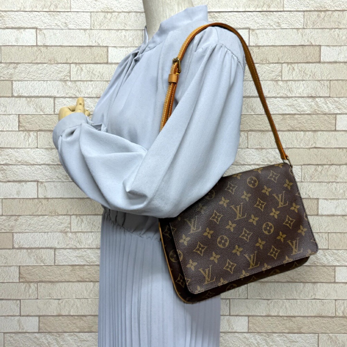 Louis Vuitton Musette Tango Monogram Shoulder Bag Canvas M51257 Brown