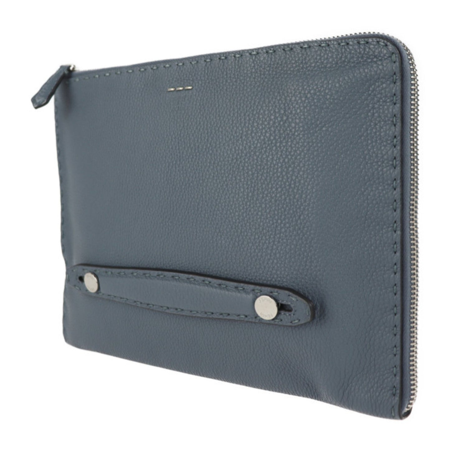 Fendi Fendi Selleria Clutch Bag 7M0225 Leather Blue Gray Second Handbag