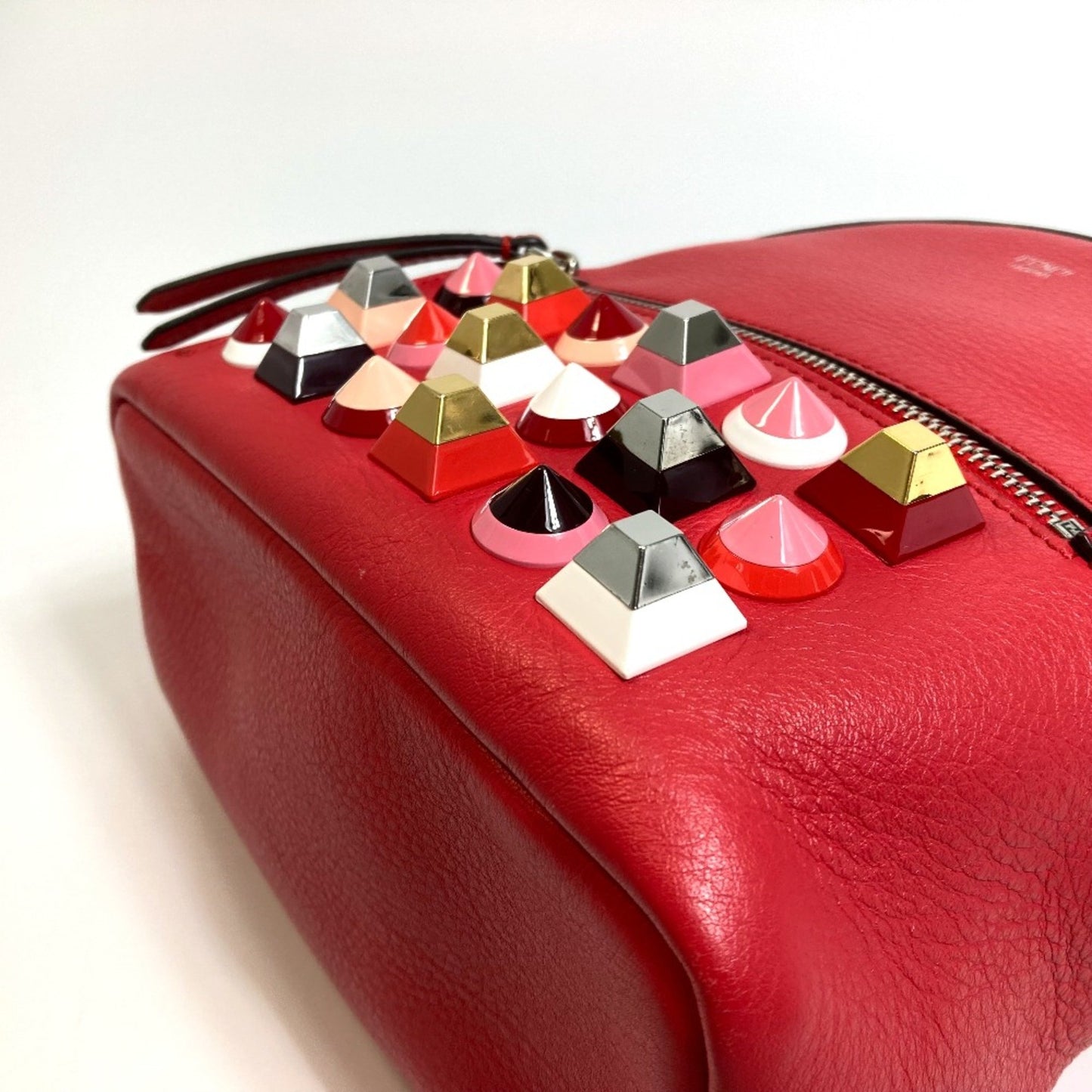 Fendi 8Bz038 Valentine Limited Color Studs Backpack Backpack Red Red