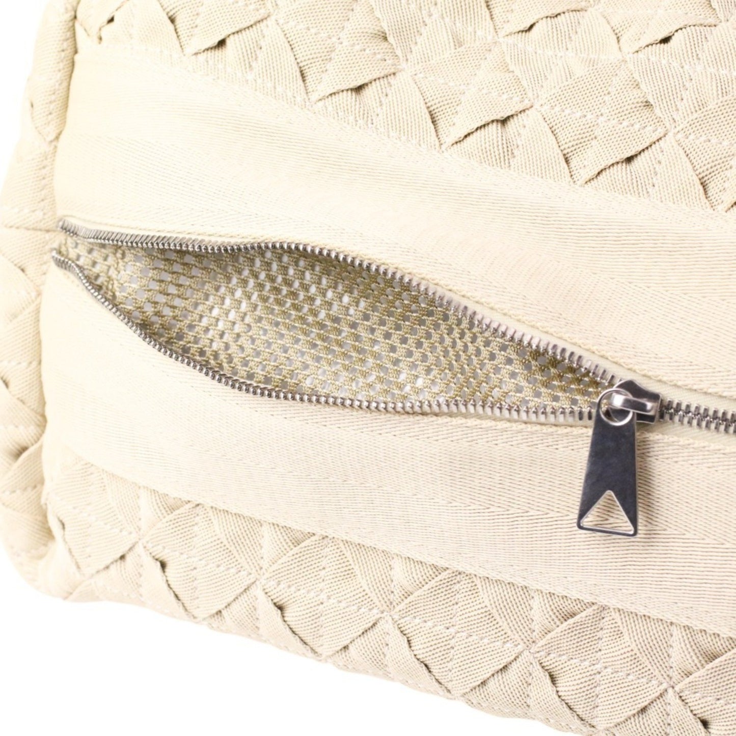 Bottega Veneta Bottega Veneta Intrecciato Webbing Line Canvas Shoulder Bag Beige