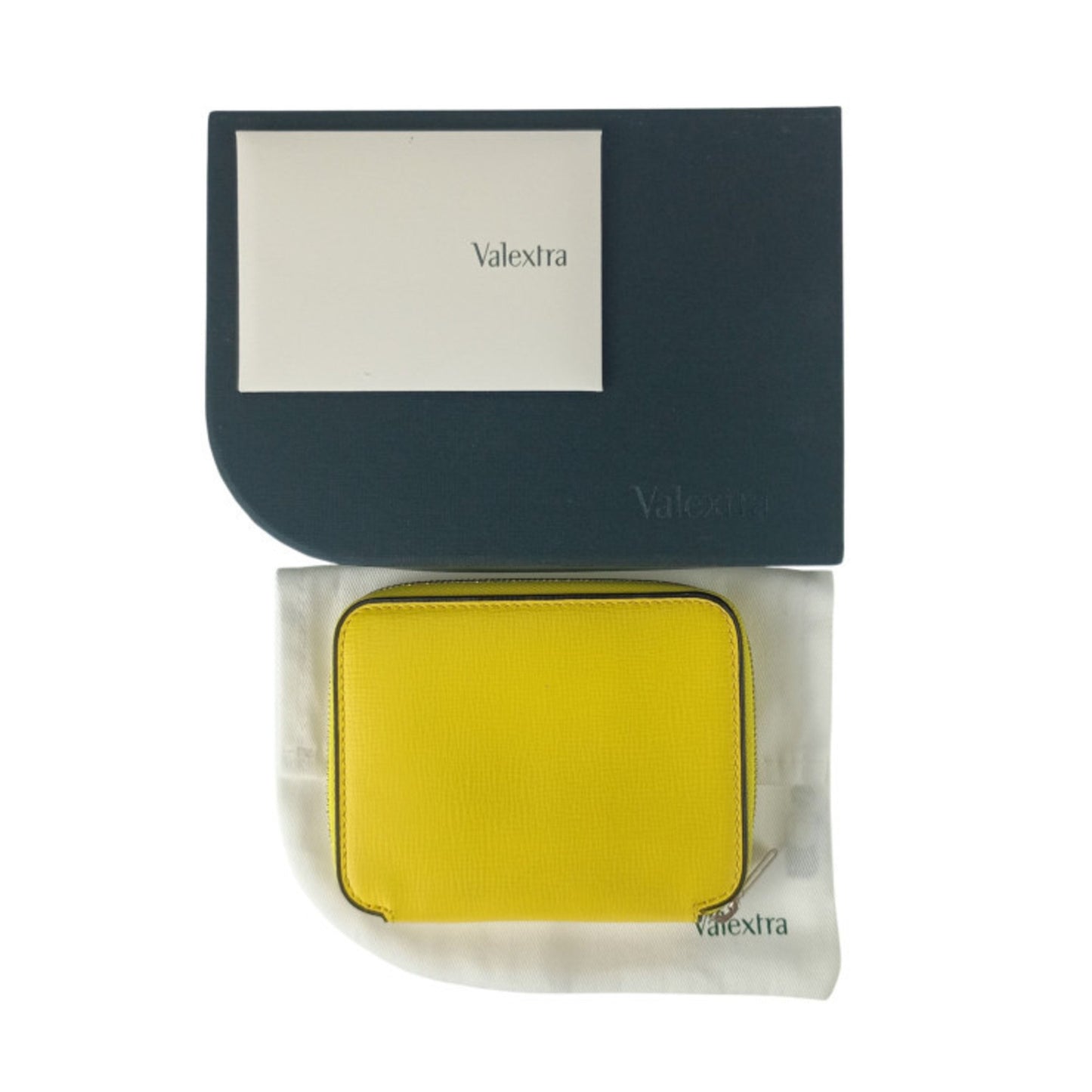 Valextra Zip-Around Card Holder V8L34 In Yellow Grained Calfskin For Men And Women