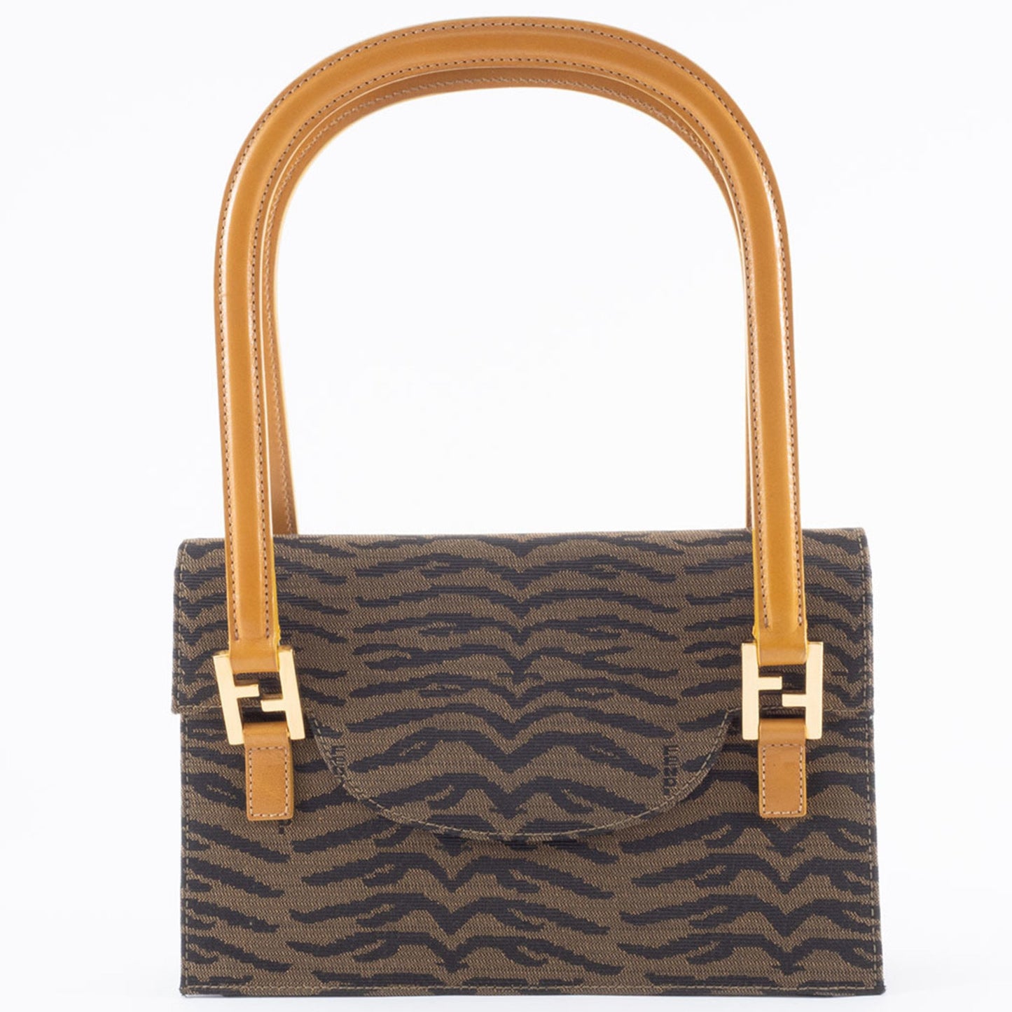 Fendi Zebra Handbag 26346 Canvas/Leather Brown