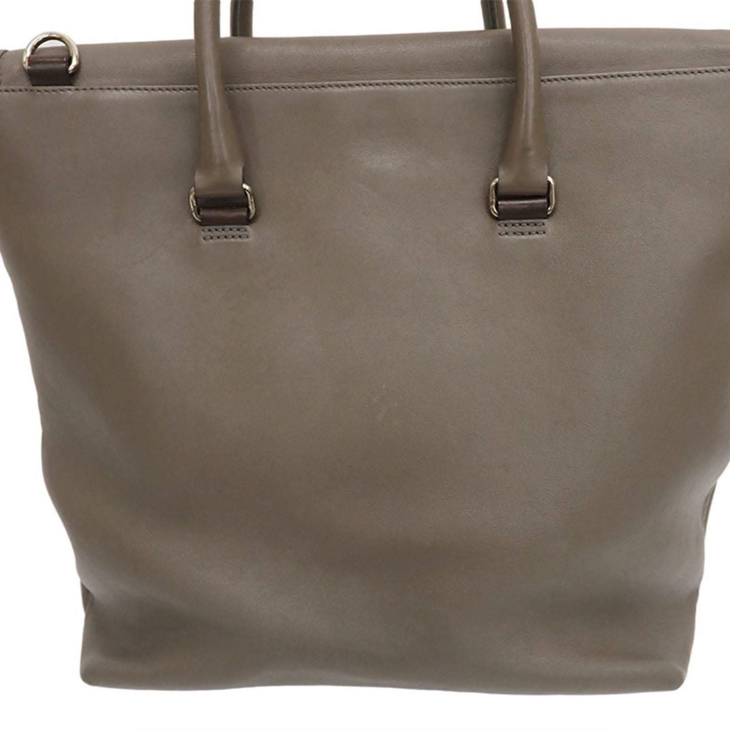 Salvatore Ferragamo Leather Large Tote Bag Greige Belt Flap