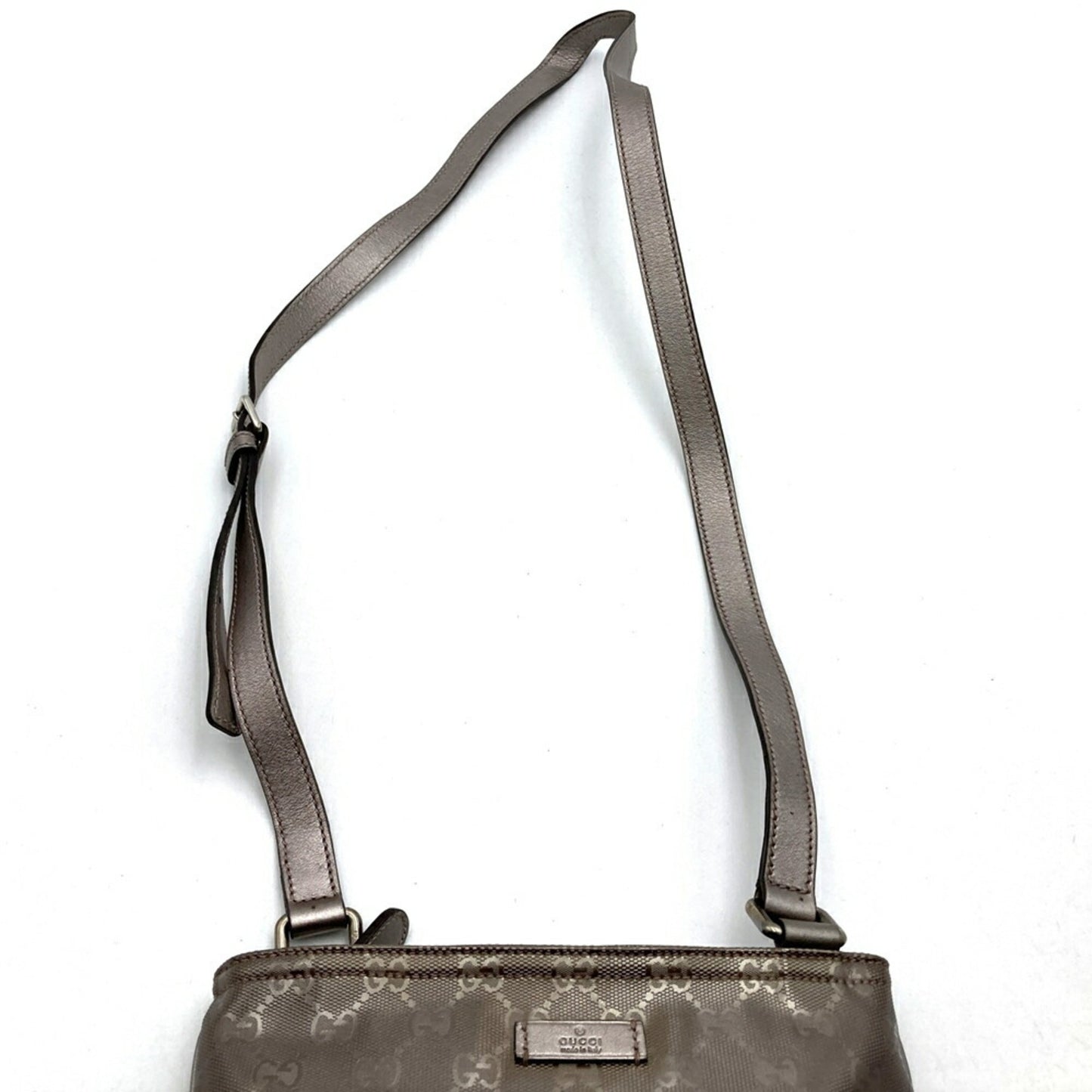 Gucci 201538 Shoulder Bag Body Gg Imprime Metallic Pink Brown