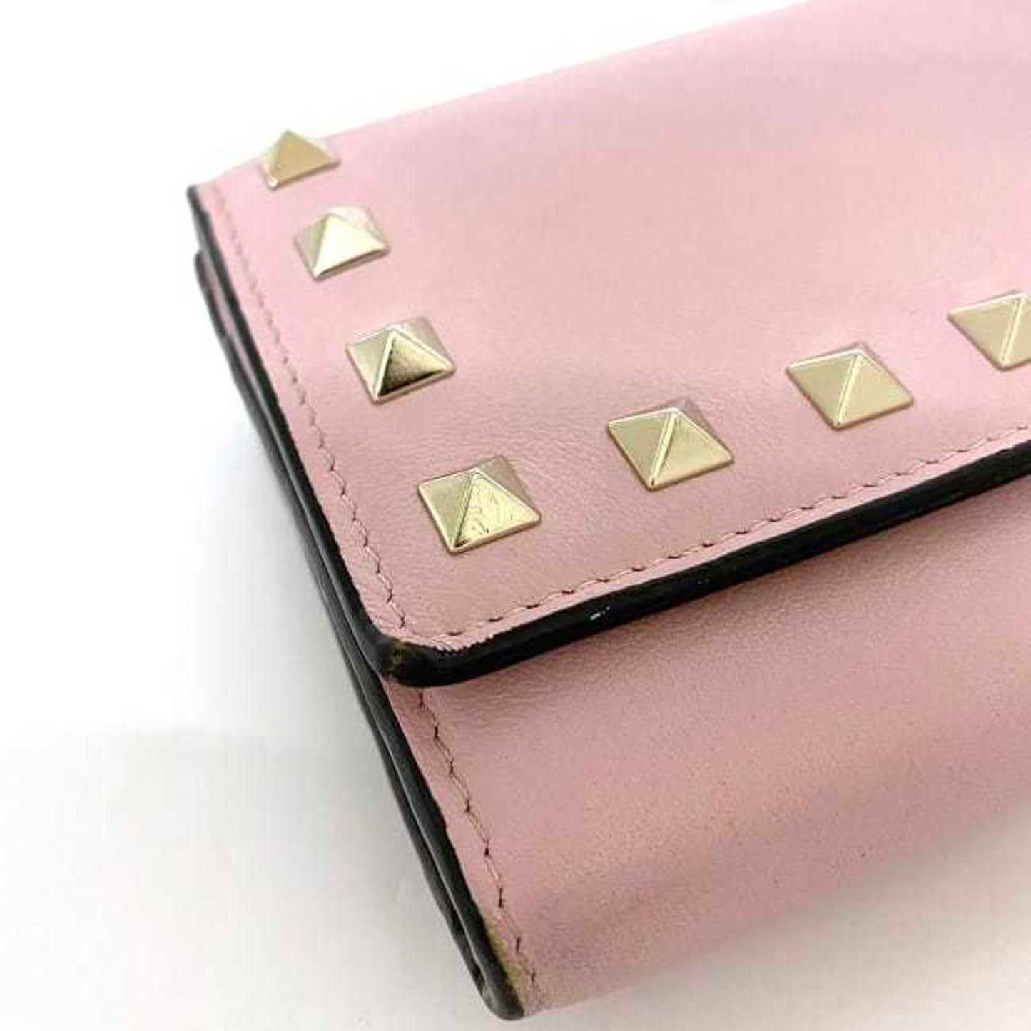 Valentino Garavani Bifold Long Wallet Pink Rockstud Studded Leather