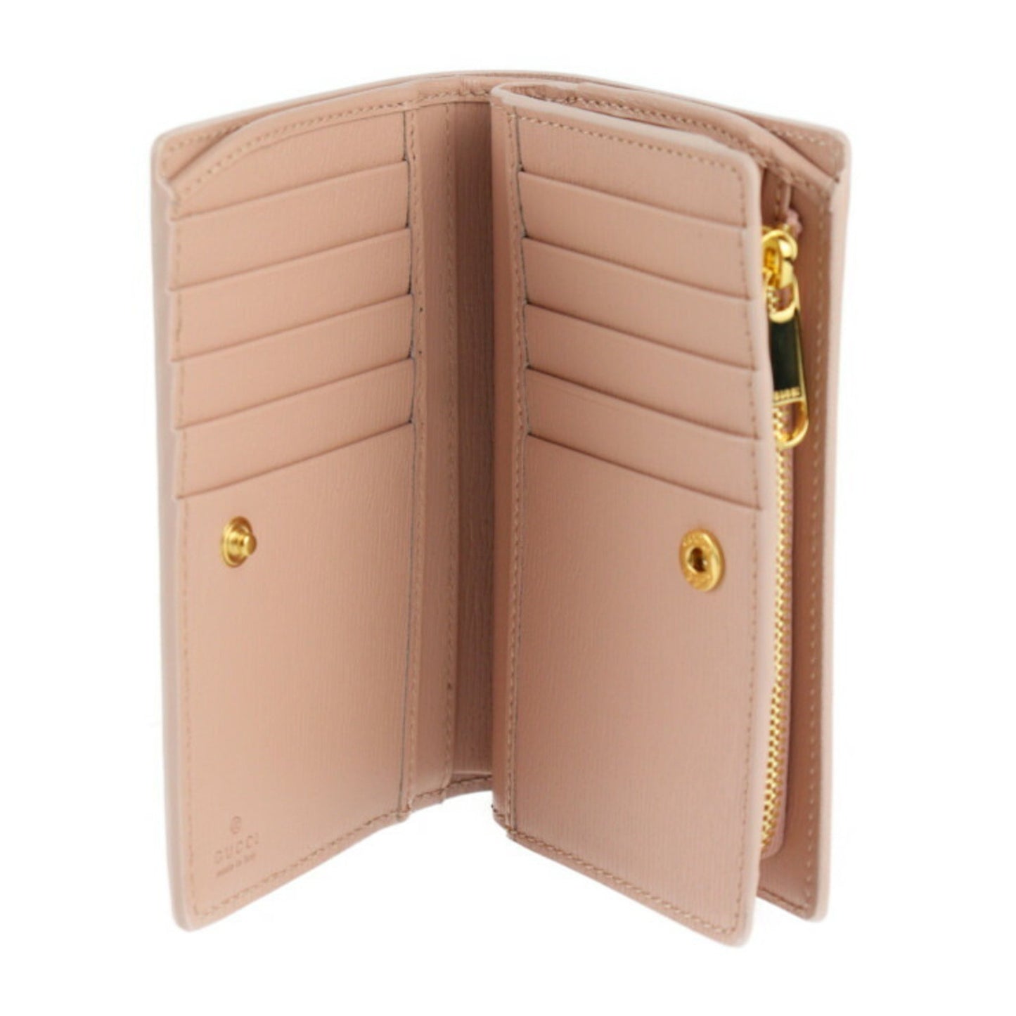 Gucci Script Zip Around Wallet Bi-Fold 772640 Leather Pink L-Shape 2411043010057R1