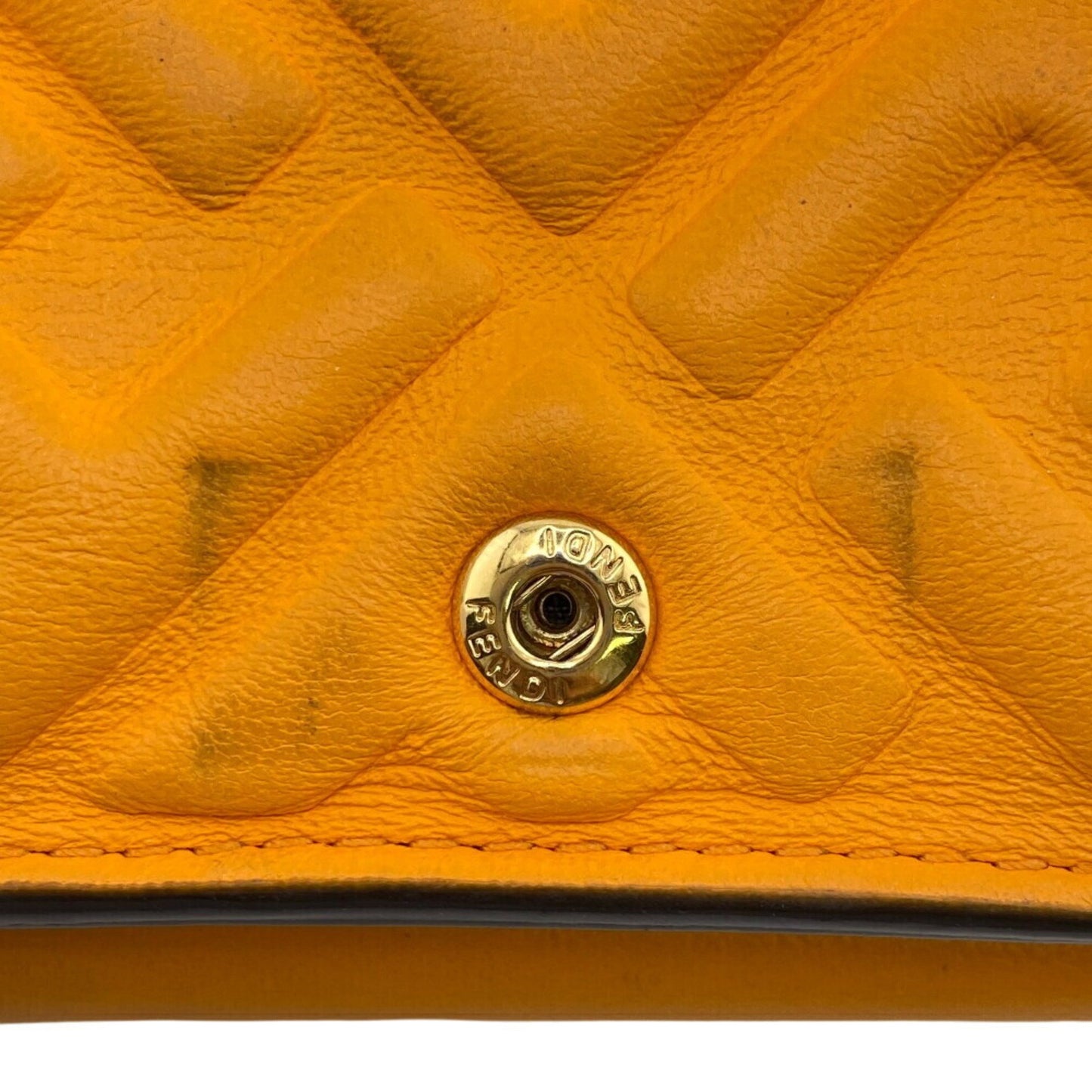 Fendi Bucket Micro Embossed Ff Tri-Fold Wallet In Orange