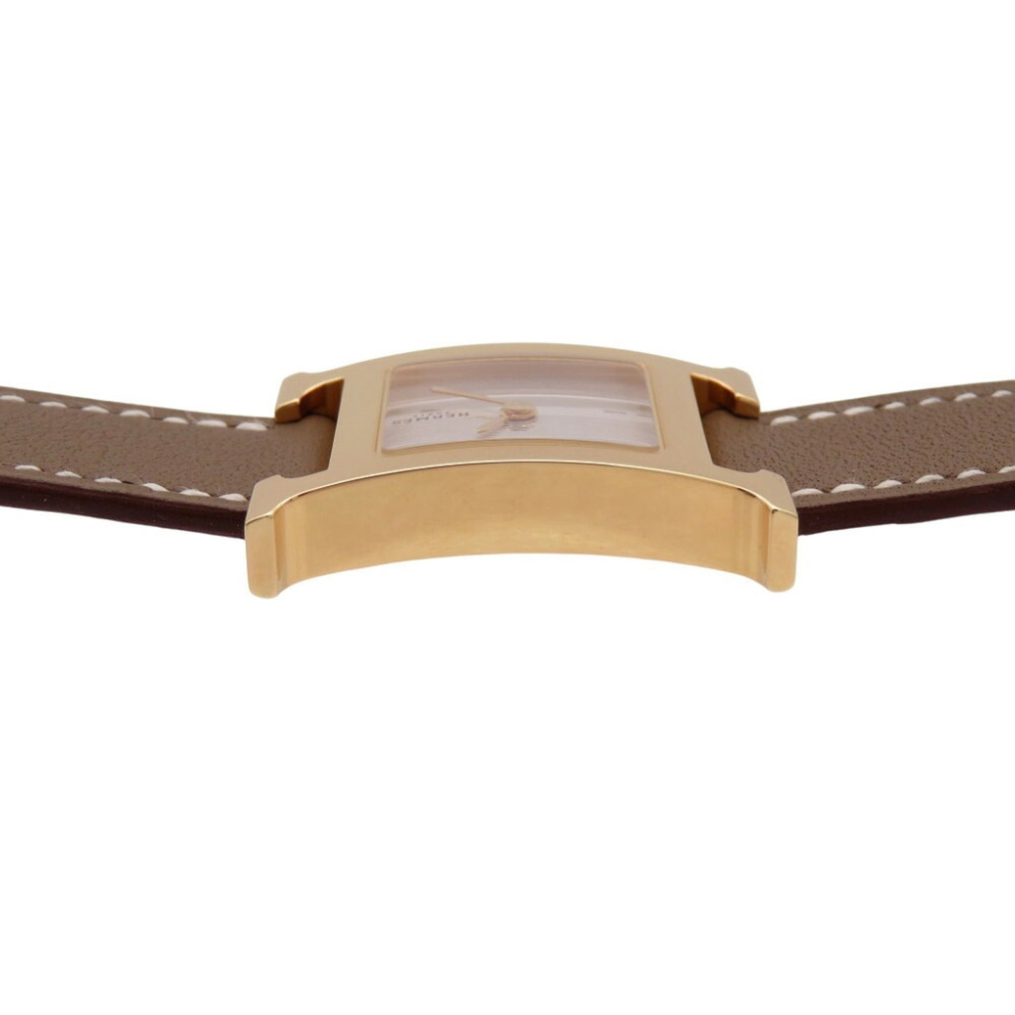 Like New Hermes H Watch Double Tour Hh1.202C Quartz Wristwatch Ss/Leather Silver U Stamp 1101Hermes