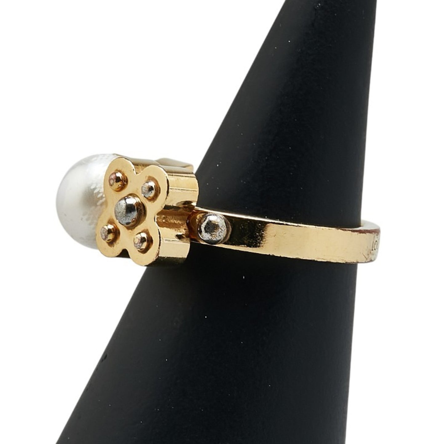 Louis Vuitton Charmy Pearl Ring #S M75481 Gold Plated