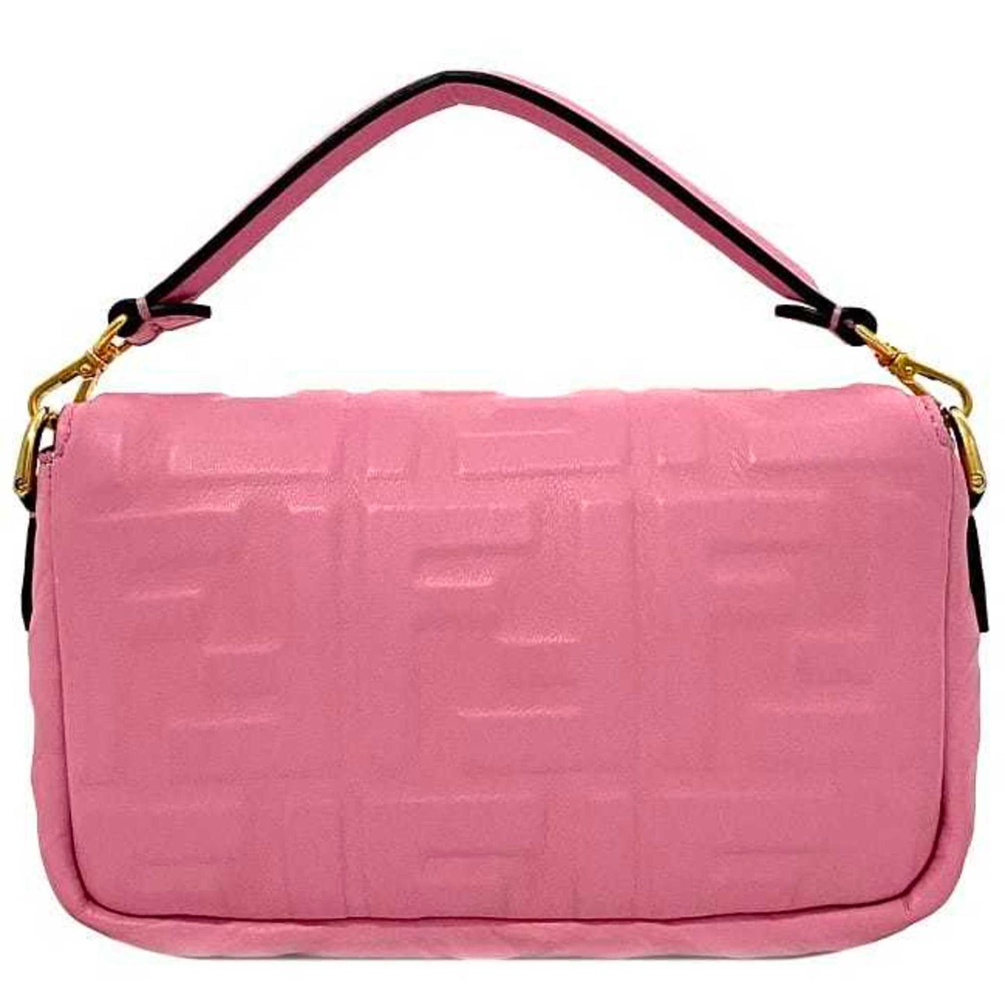 Fendi Baguette Small Pink Gold 8Bs017 Leather Gp Fendi Shoulder Bag Ff Embossed
