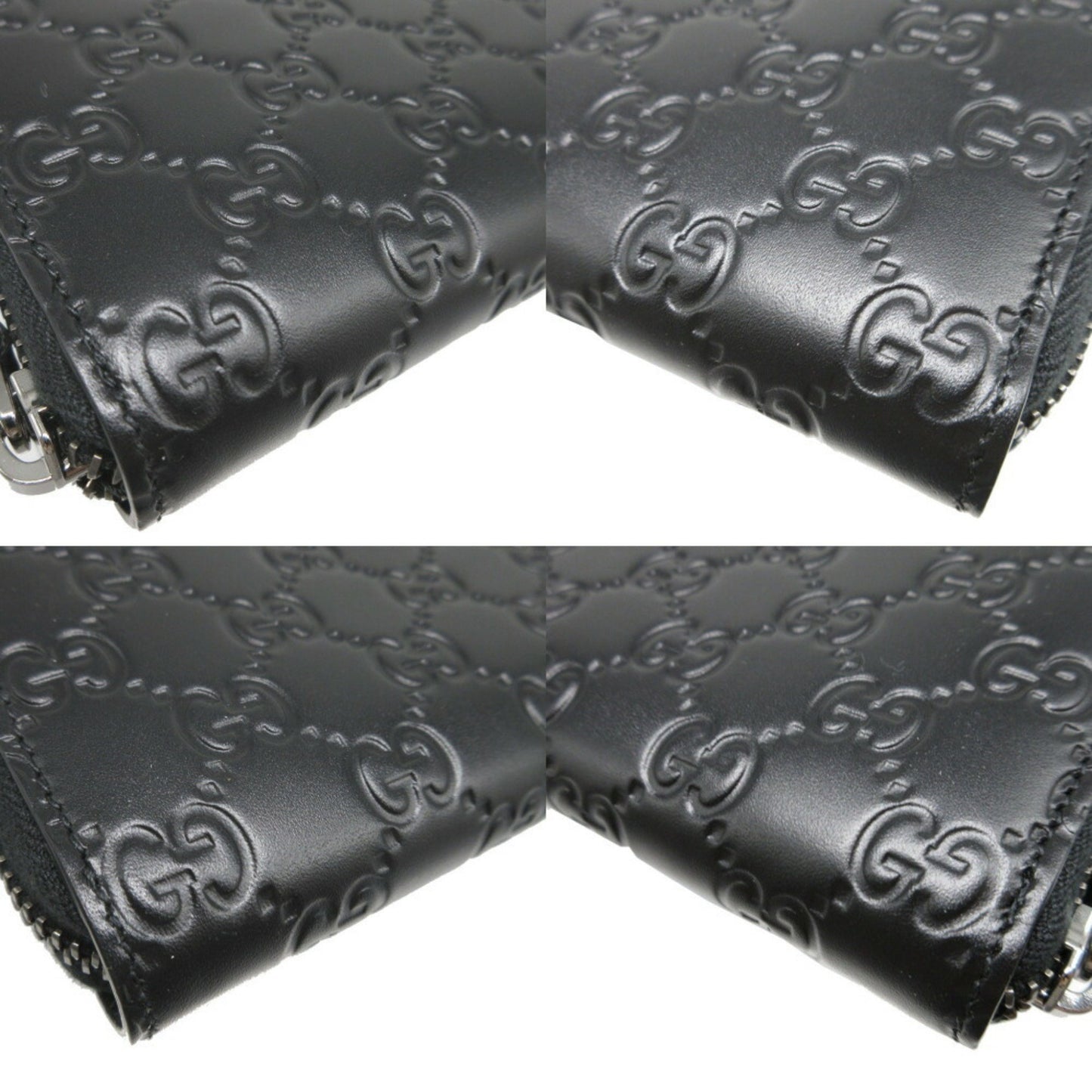 Gucci Guccissima 307987 Leather Black Round Long Wallet 0659Gucci