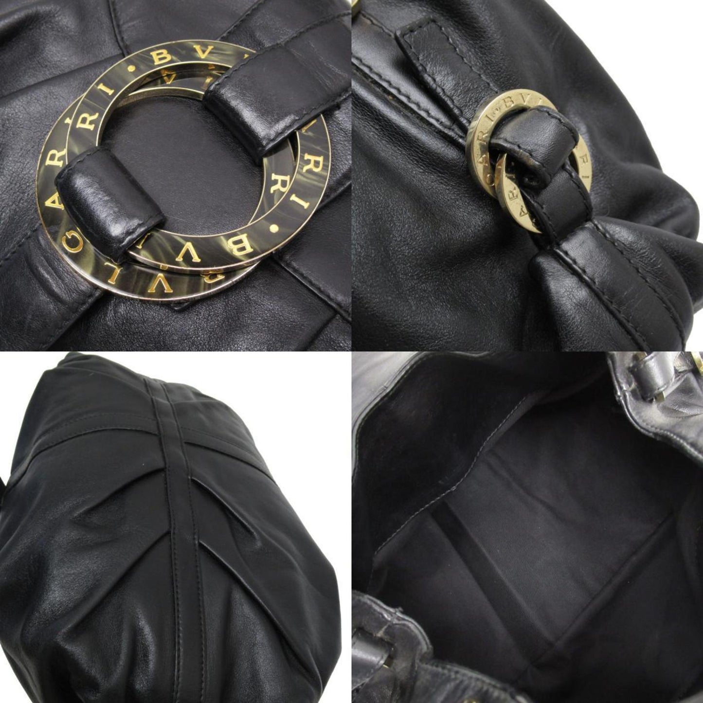 Bvlgari Handbag Leather Black