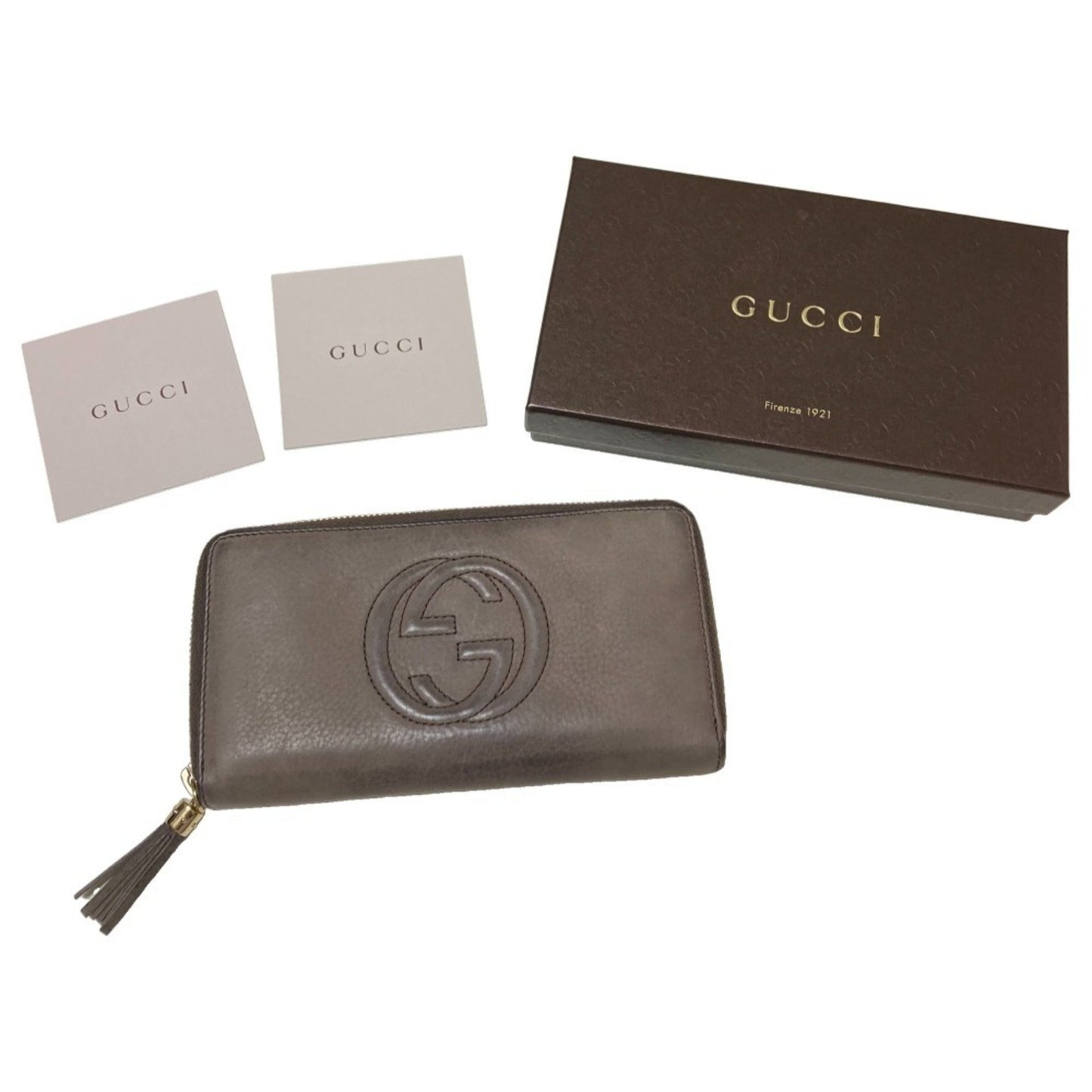 Gucci Soho Interlocking G Leather Long Wallet 308004 Greige