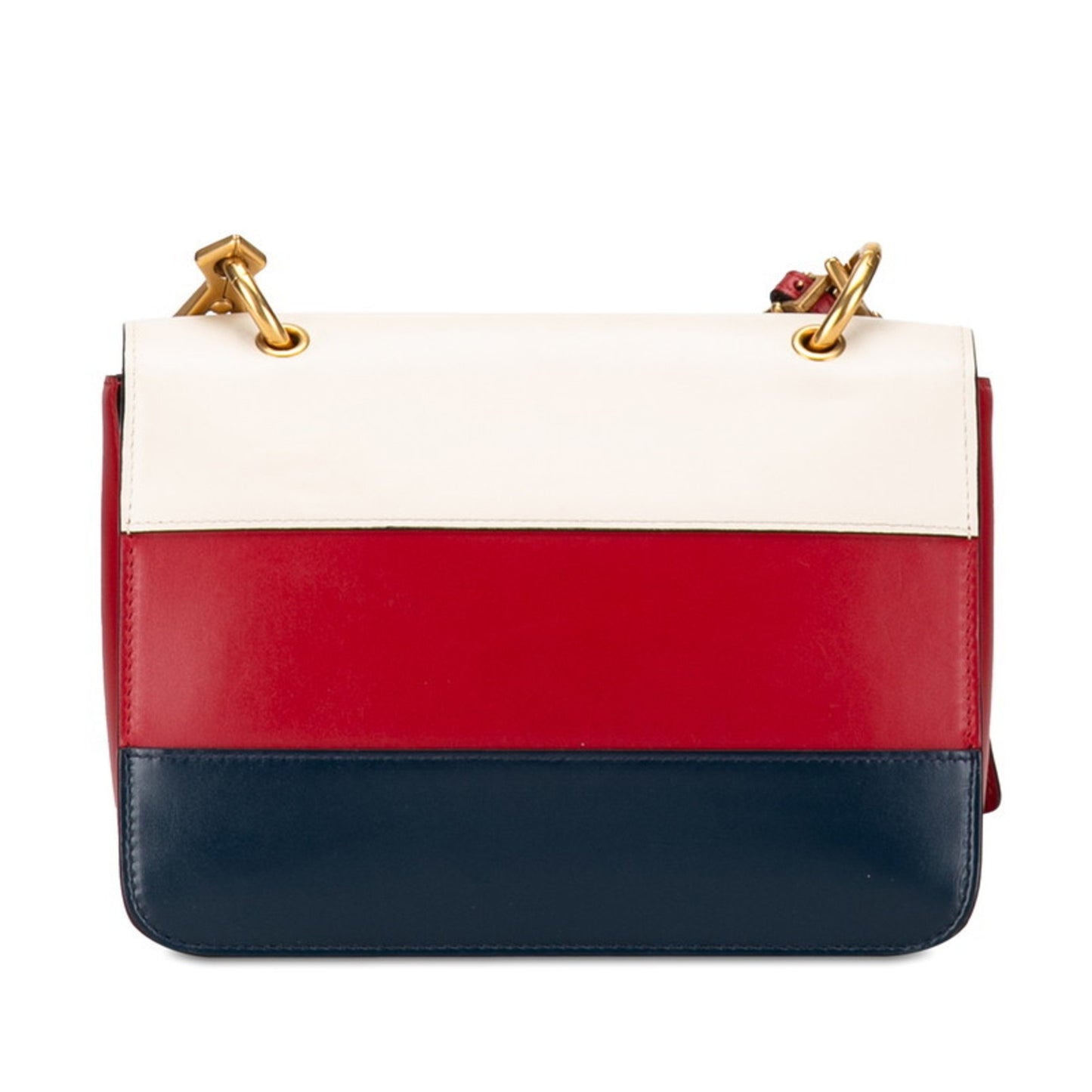 Gucci Queen Margaret Bee Tricolor Shoulder Bag 476542 White Red Navy Leather