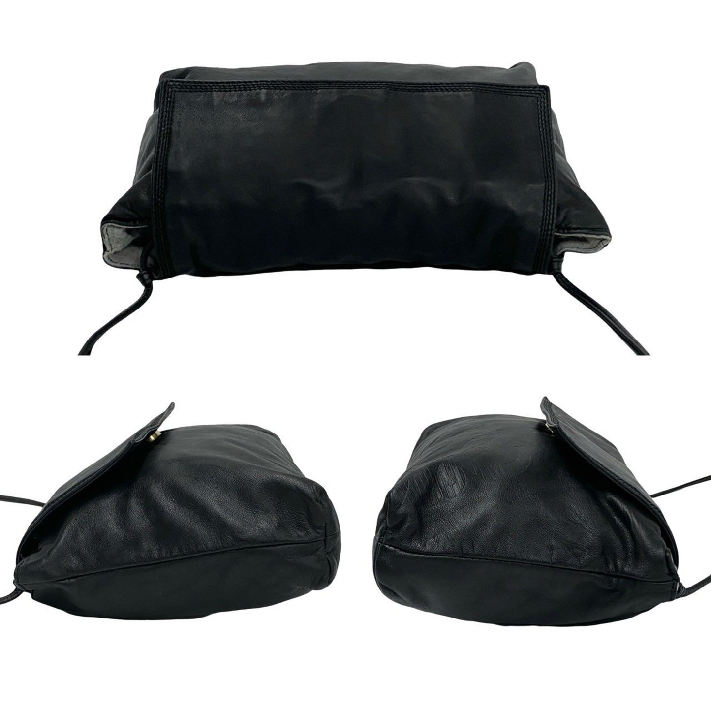 Loewe Vintage Anagram Logo Nappa Leather Shoulder Bag/Pochette/Sacoche In Black 11479