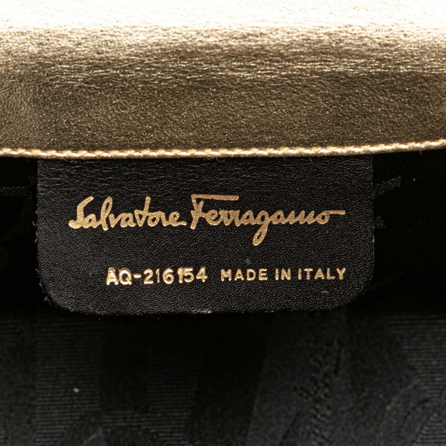 Salvatore Ferragamo Gancini Vanity Bag Handbag Aq-216154 Gold Leather
