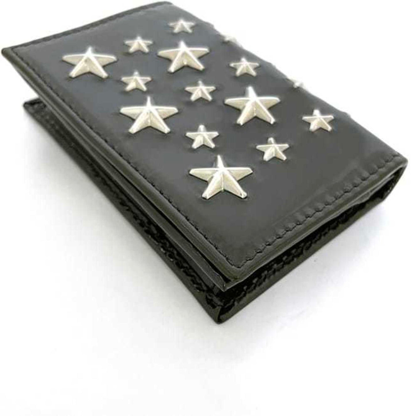Jimmy Choo Business Card Case Ec-23889 Khaki Green Patent Leather Jimmy Choo Studded Star Design