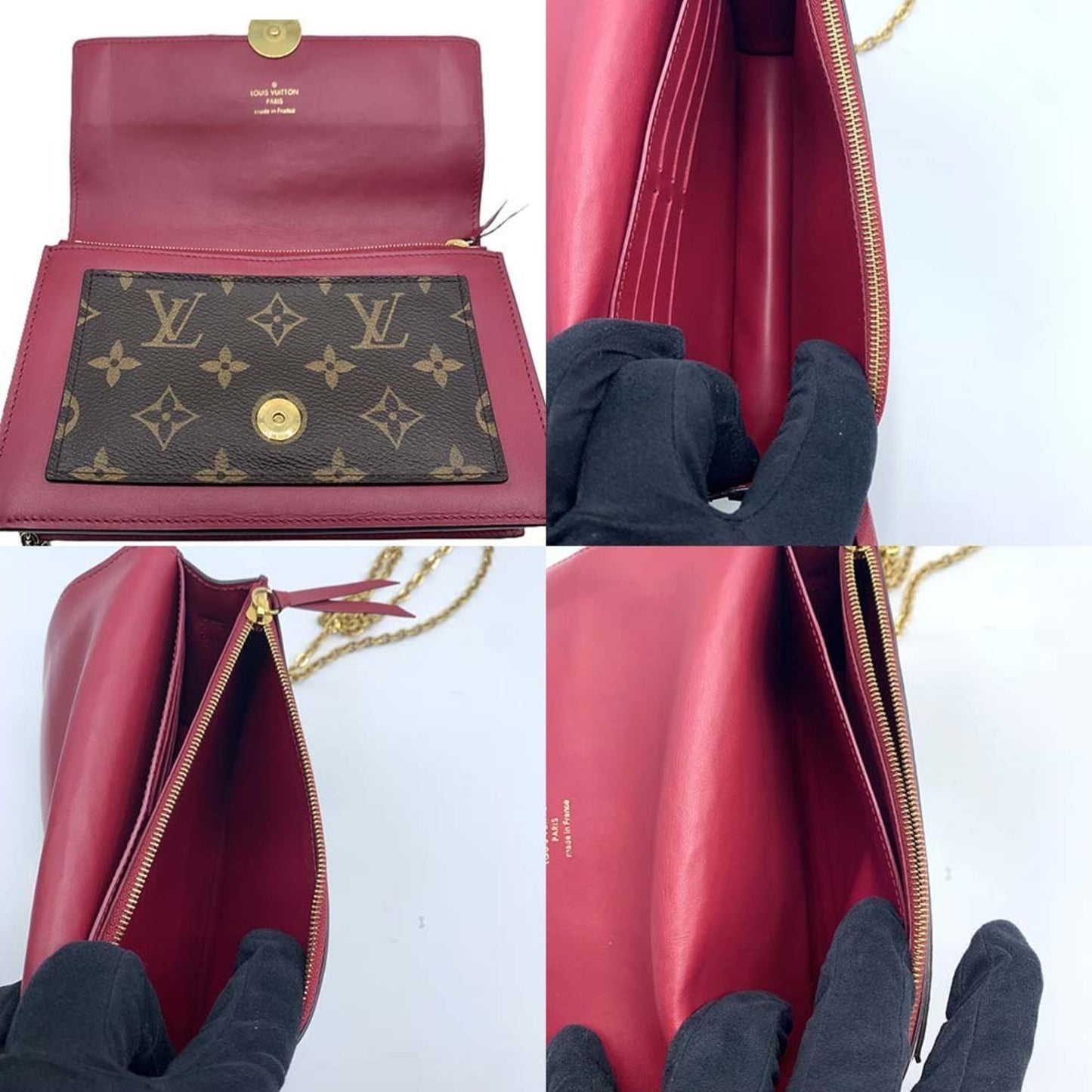 Louis Vuitton Chain Wallet Portefeuille Flor Shoulder Monogram Fuchsia Pochette Clutch Flower