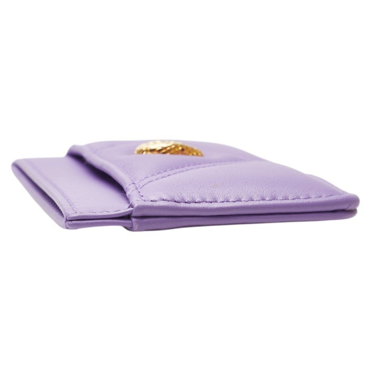 Bvlgari Serpenti Cabochon Card Case In Purple Leather
