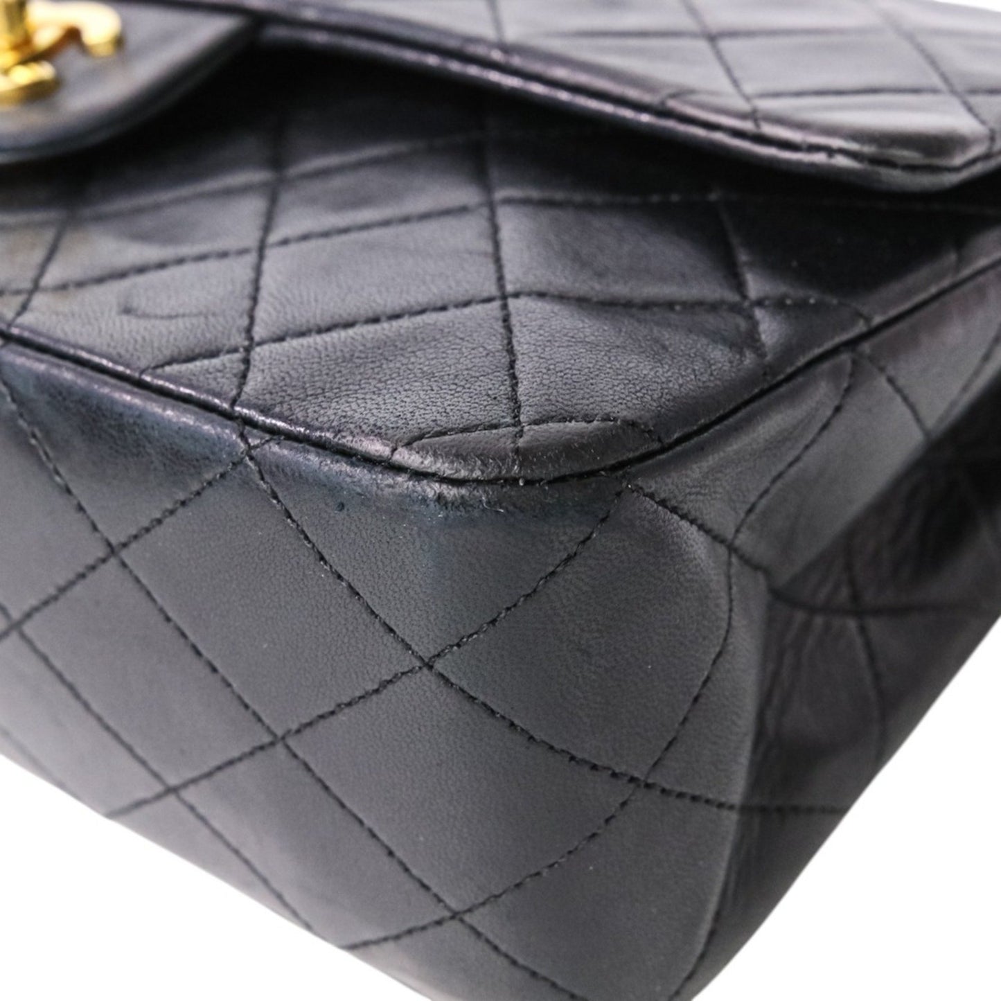 Chanel Chanel Matelasse 25 Double Flap Coco Mark Lambskin Quilted Shoulder Bag Black