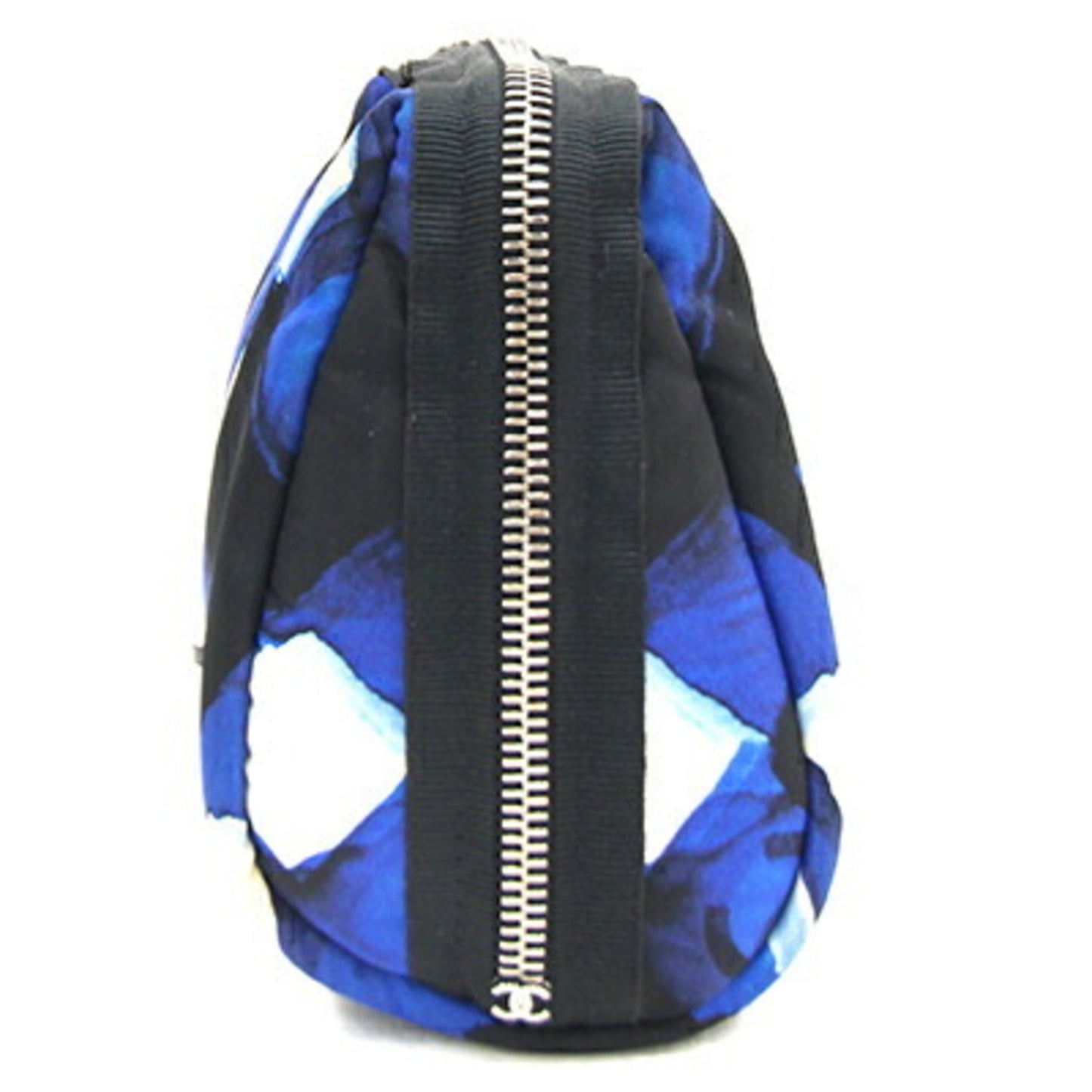 Chanel Pouch Blue Black Off-White Nylon