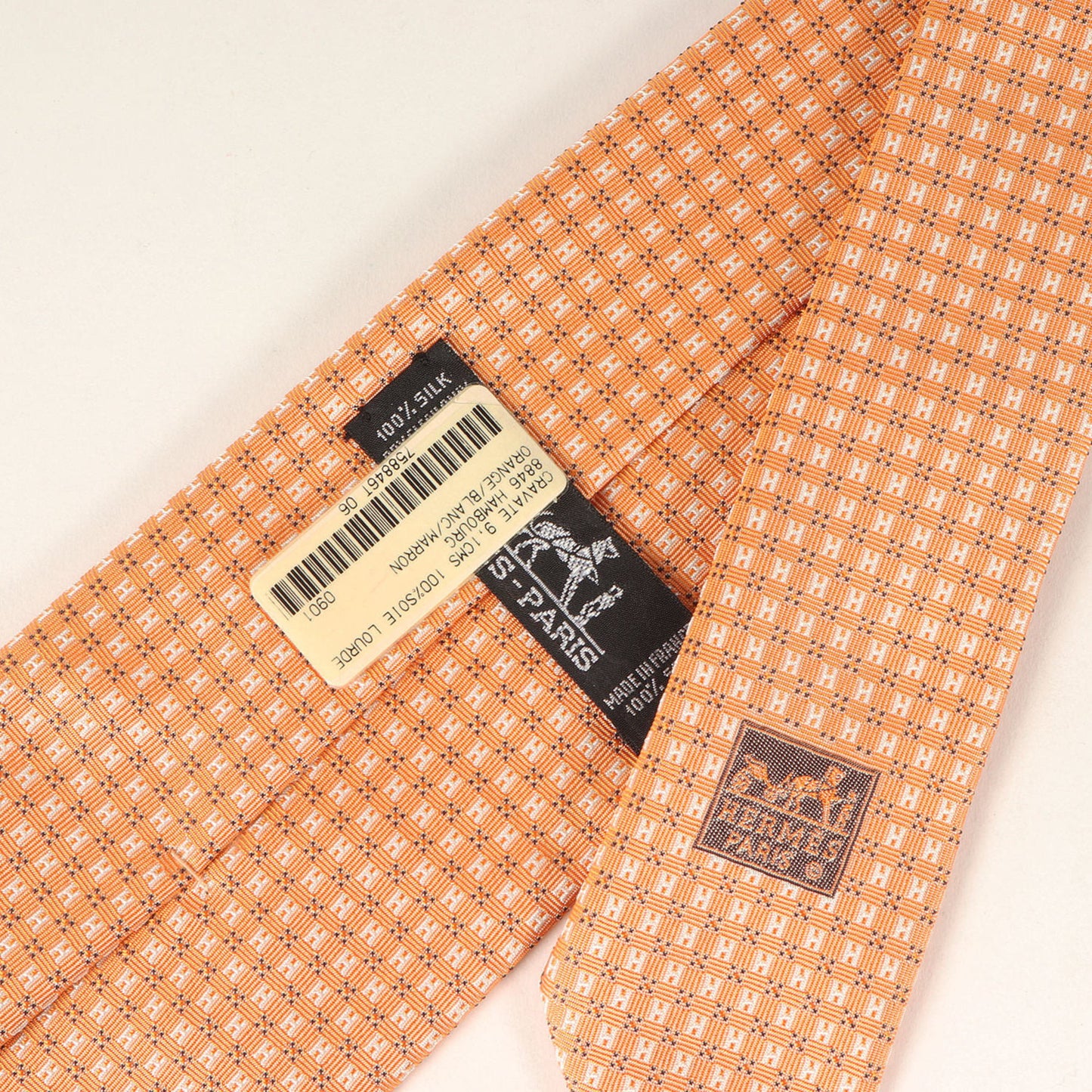 Hermes Men'S H Embroidered Silk Tie