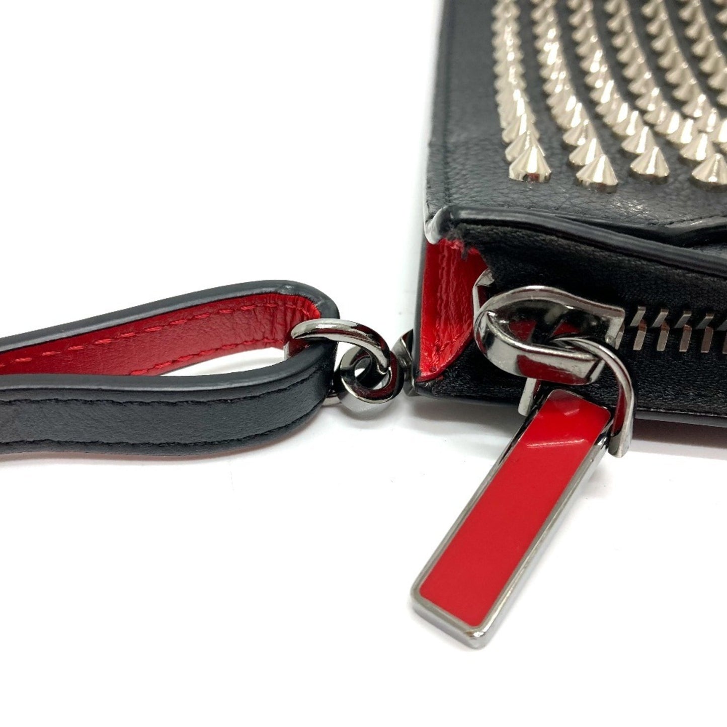 Christian Louboutin Spiked Studded Sky Pouch Clutch Bag In Black Leather