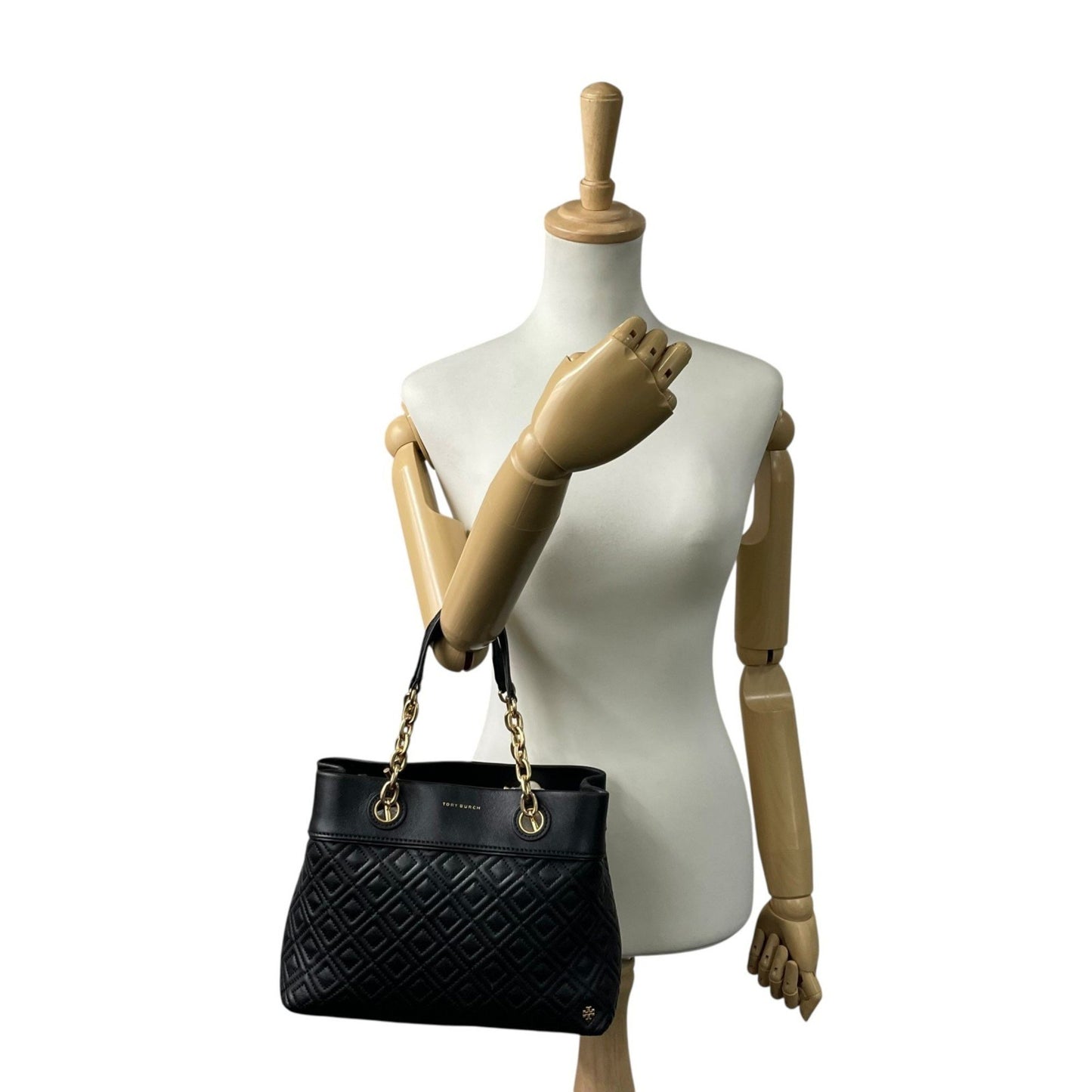 Tory Burch Fleming 2-Way Handbag/Shoulder Bag In Black With Gold Hardware
