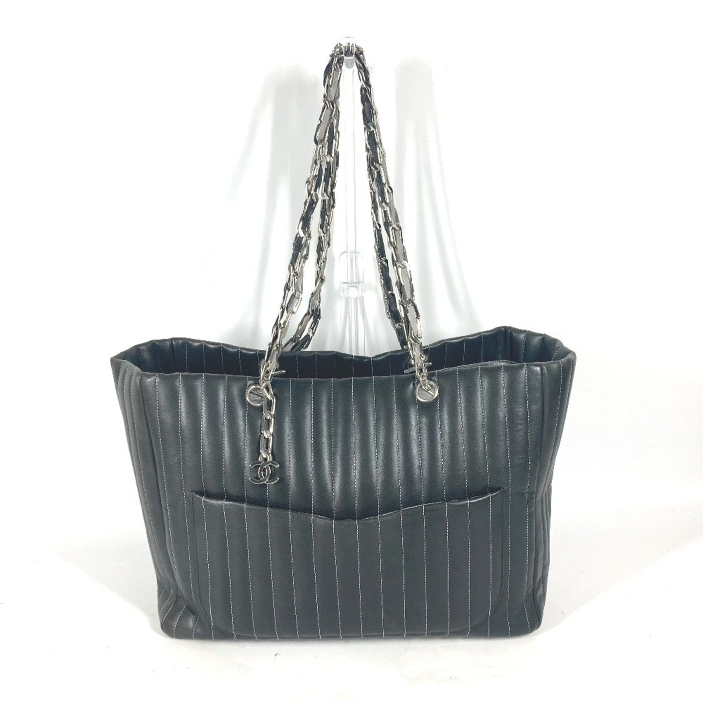 Chanel Mademoiselle W-Chain Shoulder Bag Tote Leather