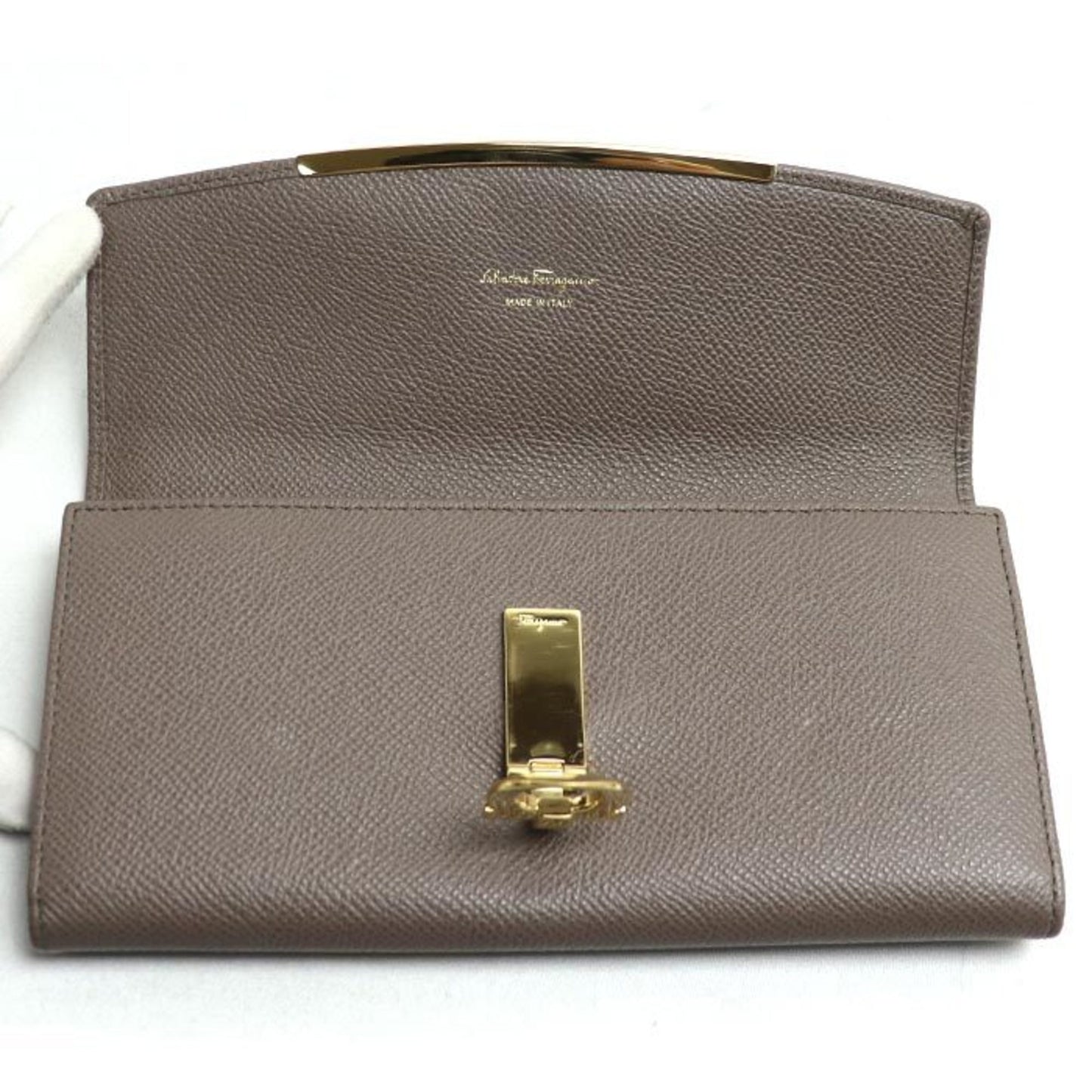 Salvatore Ferragamo Gancini Long Wallet Caraway Seed Gray 22D150