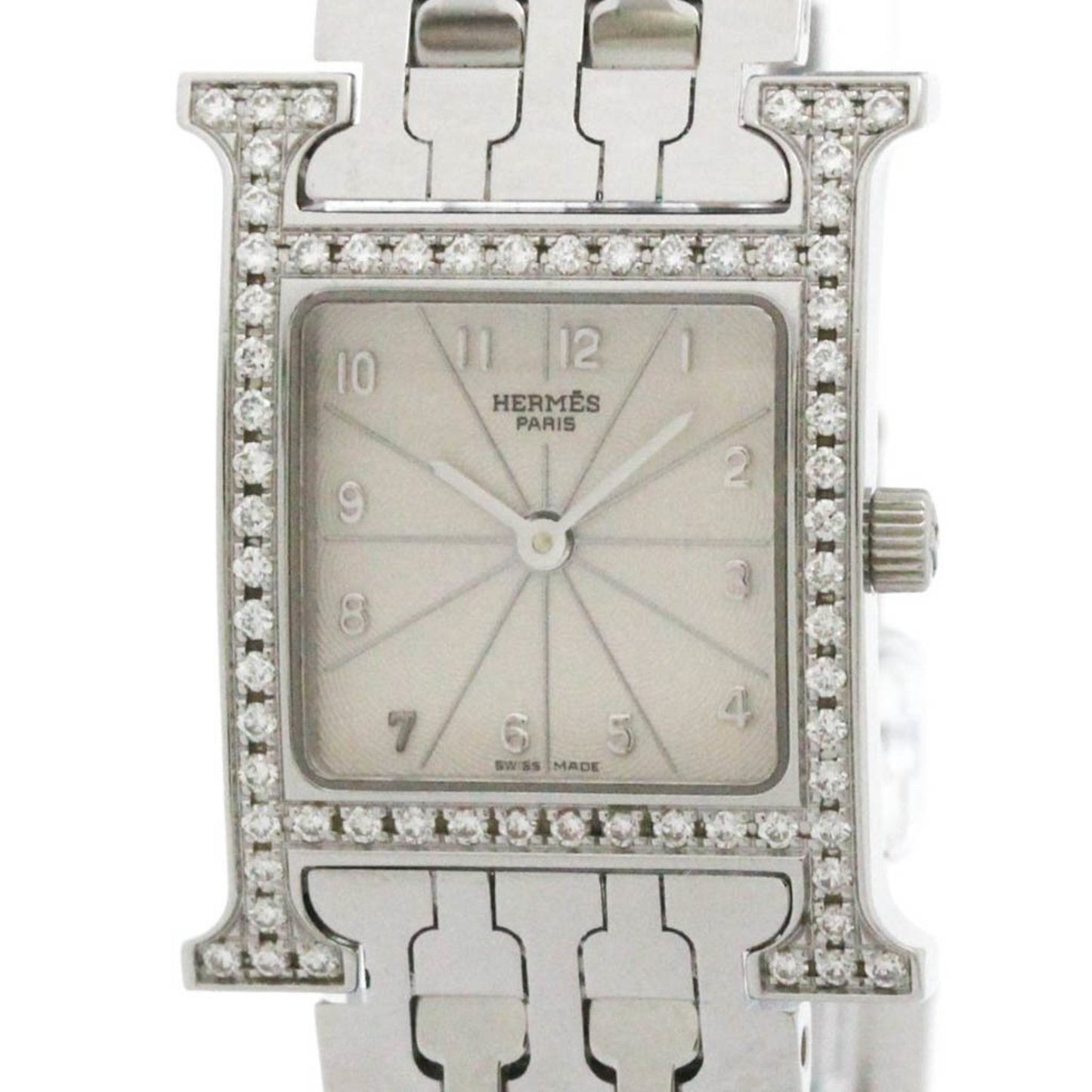 Hermes H Watch Diamond Steel Quartz