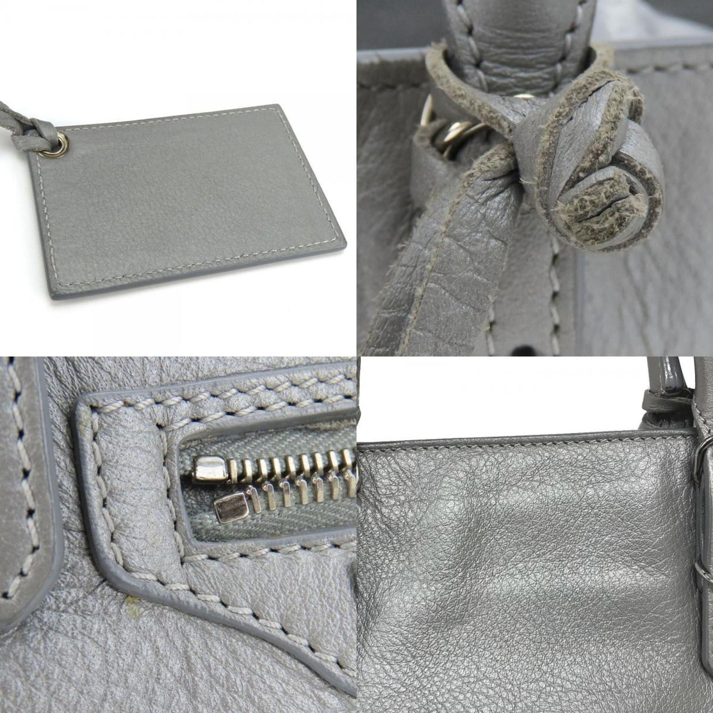 Balenciaga Paper Handbag 357333 Leather Silver Shoulder
