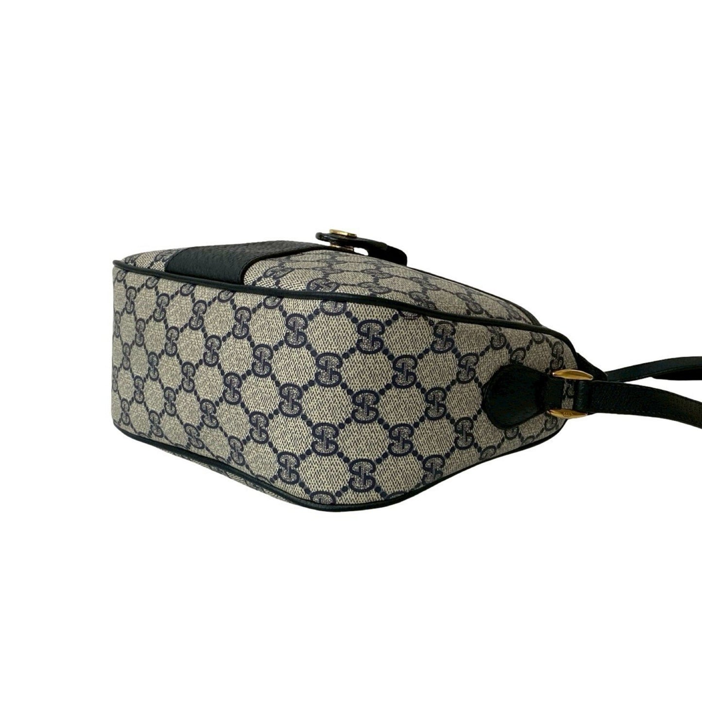 Gucci Old Gucci Sherry Line Gg Logo Hardware Leather Shoulder Bag Pochette Navy Blue 35467